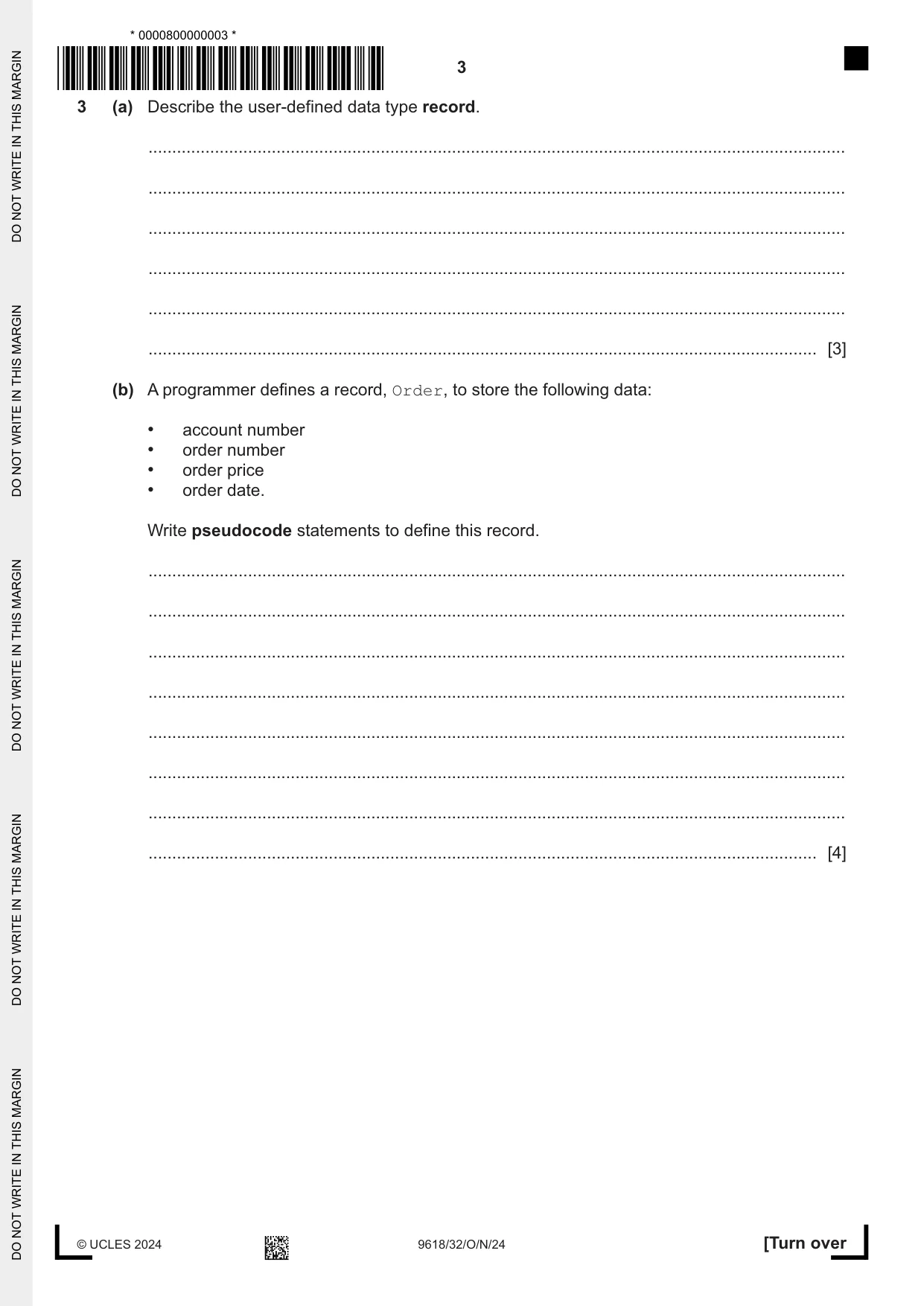 Cambridge A Level Computer Science 9618 2024 Oct/Nov Paper 3 · Variant 2 question paper, page 3 of 16
