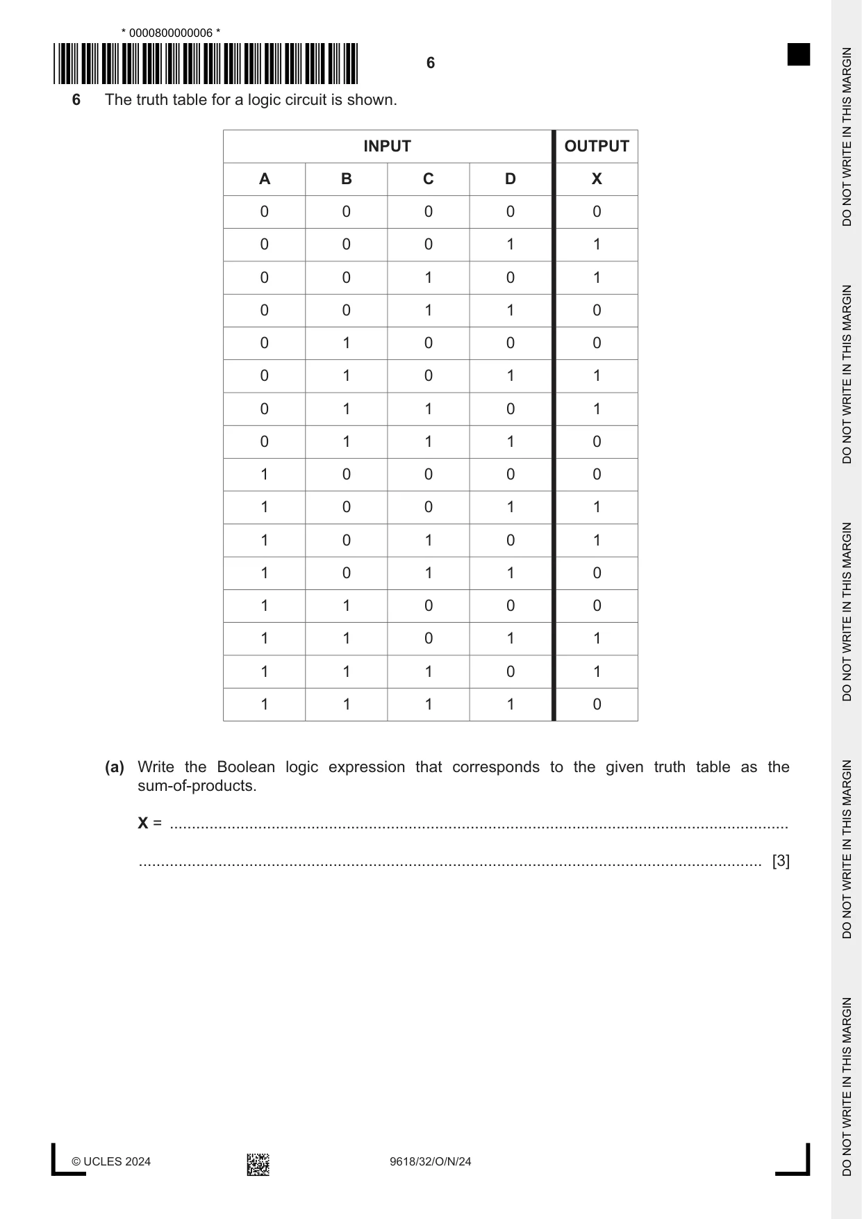 Cambridge A Level Computer Science 9618 2024 Oct/Nov Paper 3 · Variant 2 question paper, page 6 of 16