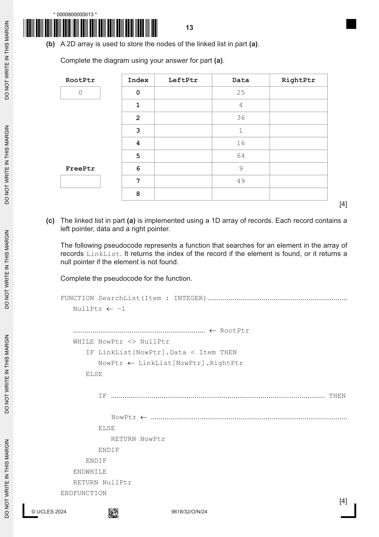 Cambridge A Level Computer Science 9618 2024 Oct/Nov Paper 3 · Variant 2 question paper, page 13 of 16