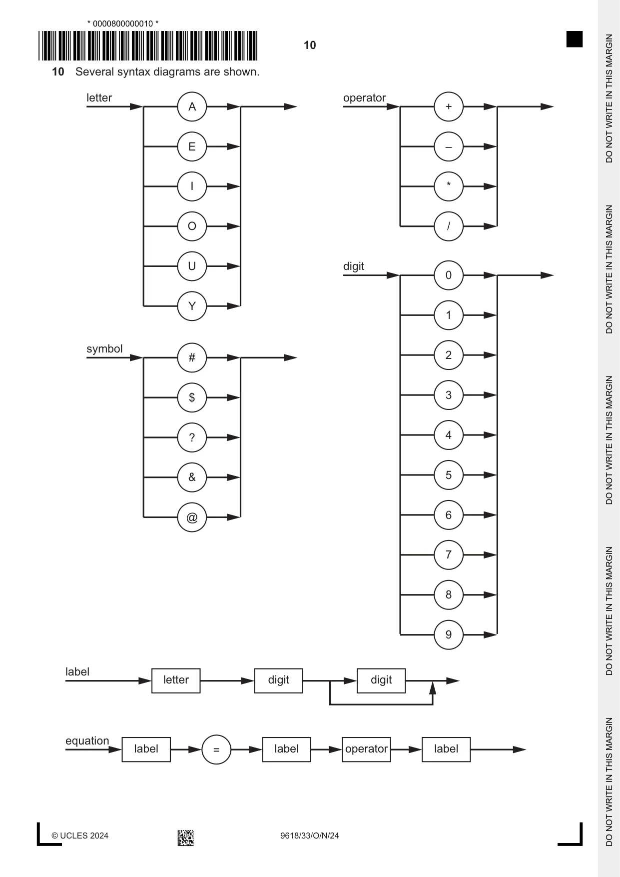 Cambridge A Level Computer Science 9618 2024 Oct/Nov Paper 3 · Variant 3 question paper, page 10 of 16