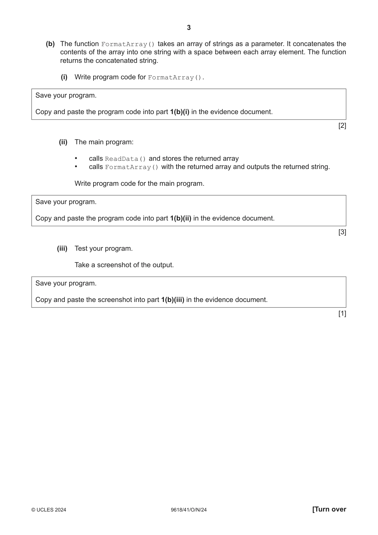 Cambridge A Level Computer Science 9618 2024 Oct/Nov Paper 4 · Variant 1 question paper, page 3 of 16