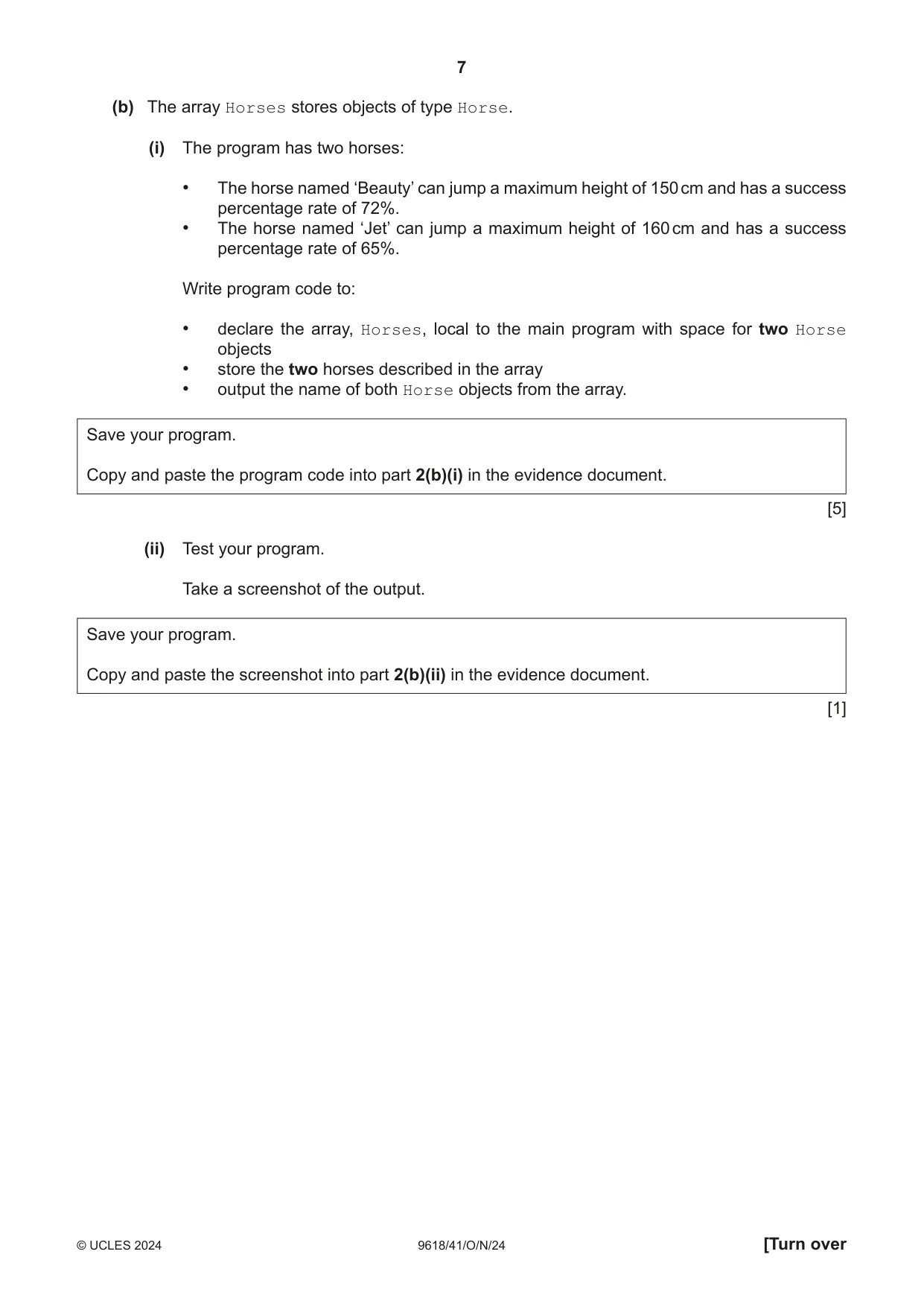 Cambridge A Level Computer Science 9618 2024 Oct/Nov Paper 4 · Variant 1 question paper, page 7 of 16