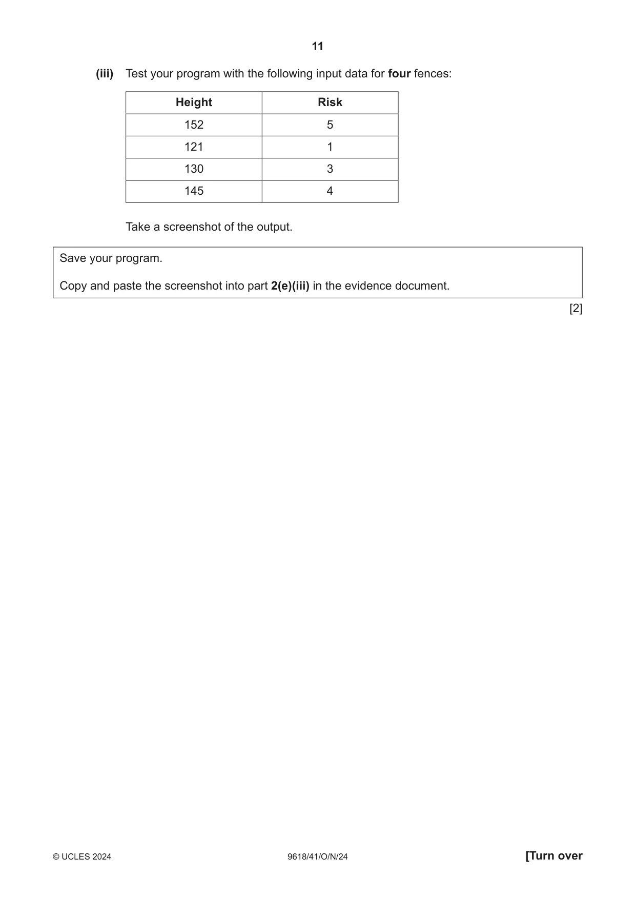 Cambridge A Level Computer Science 9618 2024 Oct/Nov Paper 4 · Variant 1 question paper, page 11 of 16