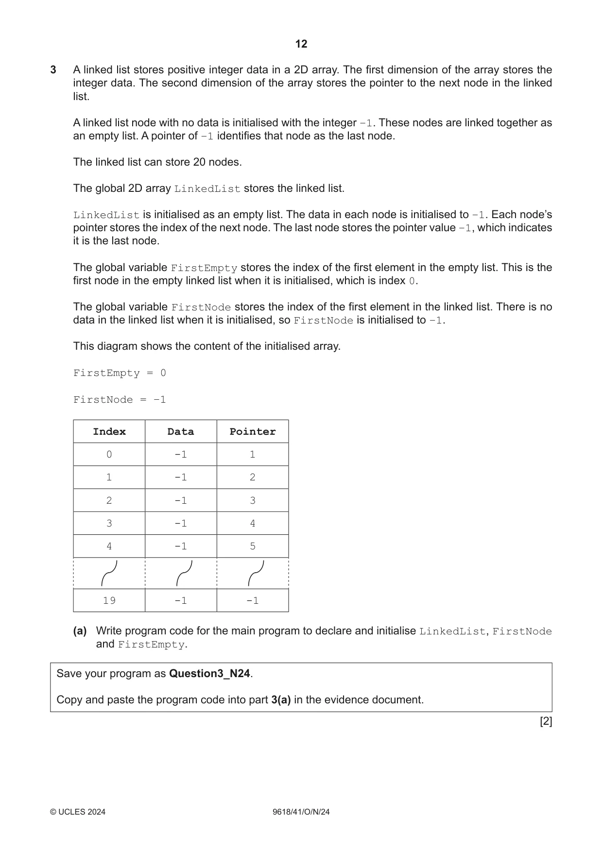 Cambridge A Level Computer Science 9618 2024 Oct/Nov Paper 4 · Variant 1 question paper, page 12 of 16