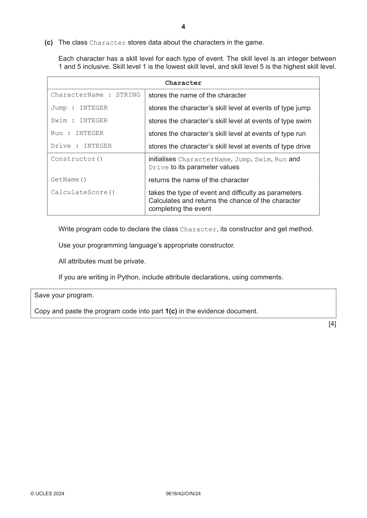 Cambridge A Level Computer Science 9618 2024 Oct/Nov Paper 4 · Variant 2 question paper, page 4 of 16