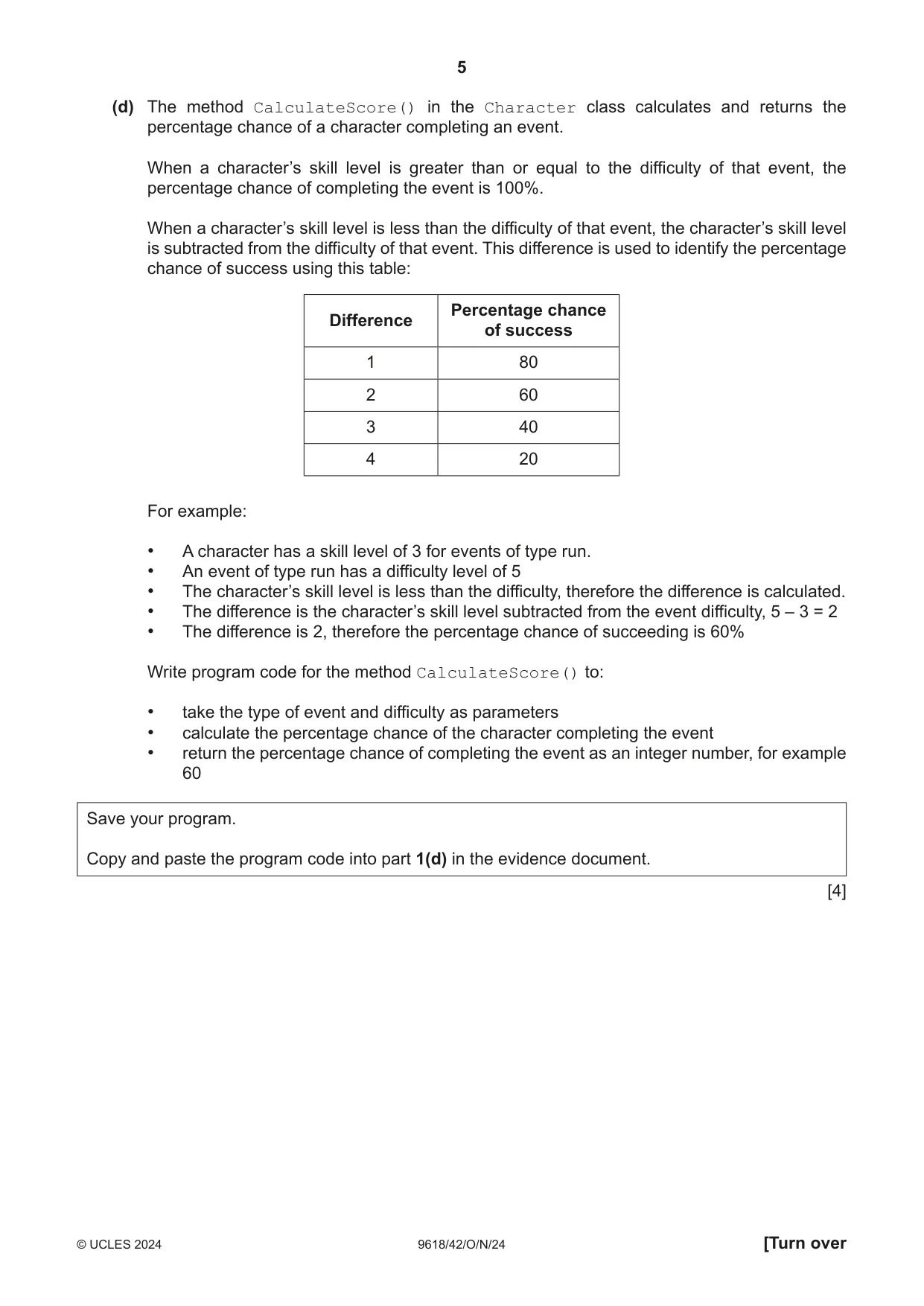 Cambridge A Level Computer Science 9618 2024 Oct/Nov Paper 4 · Variant 2 question paper, page 5 of 16