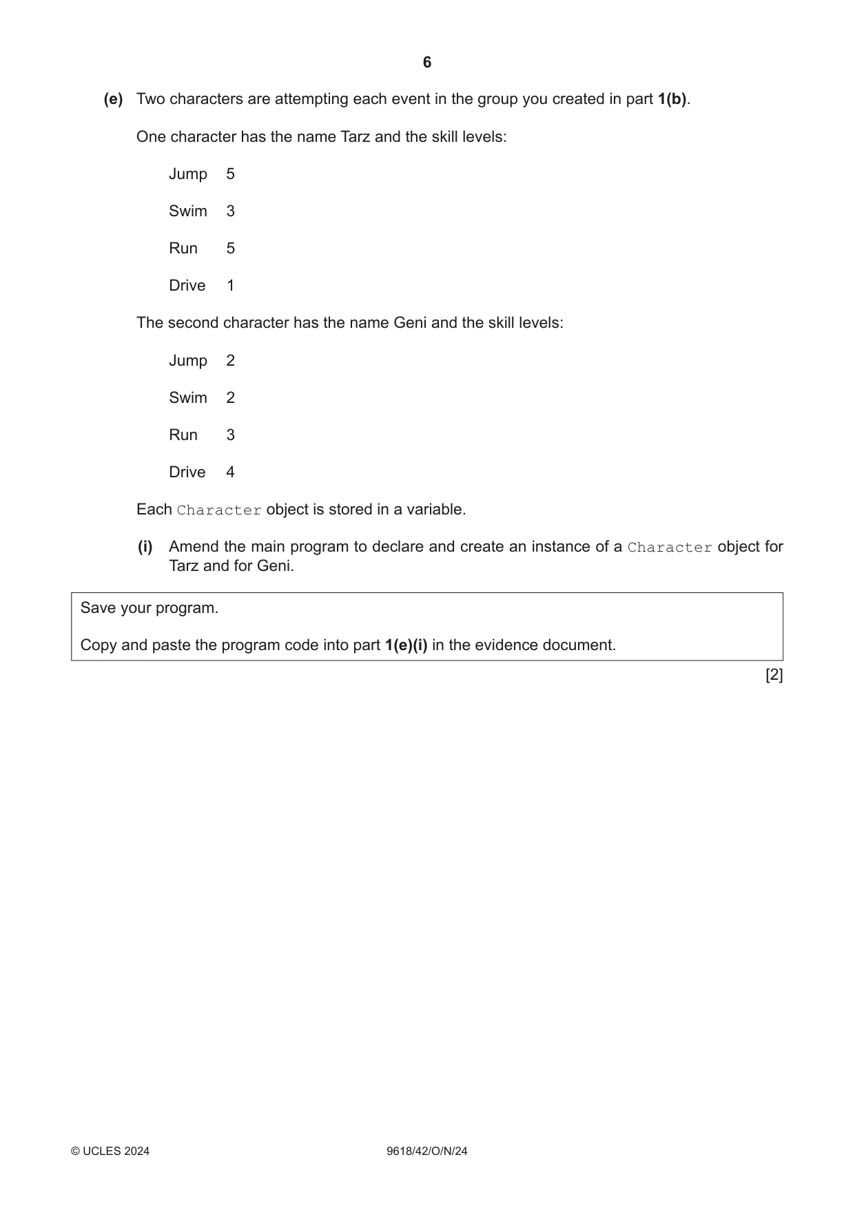 Cambridge A Level Computer Science 9618 2024 Oct/Nov Paper 4 · Variant 2 question paper, page 6 of 16