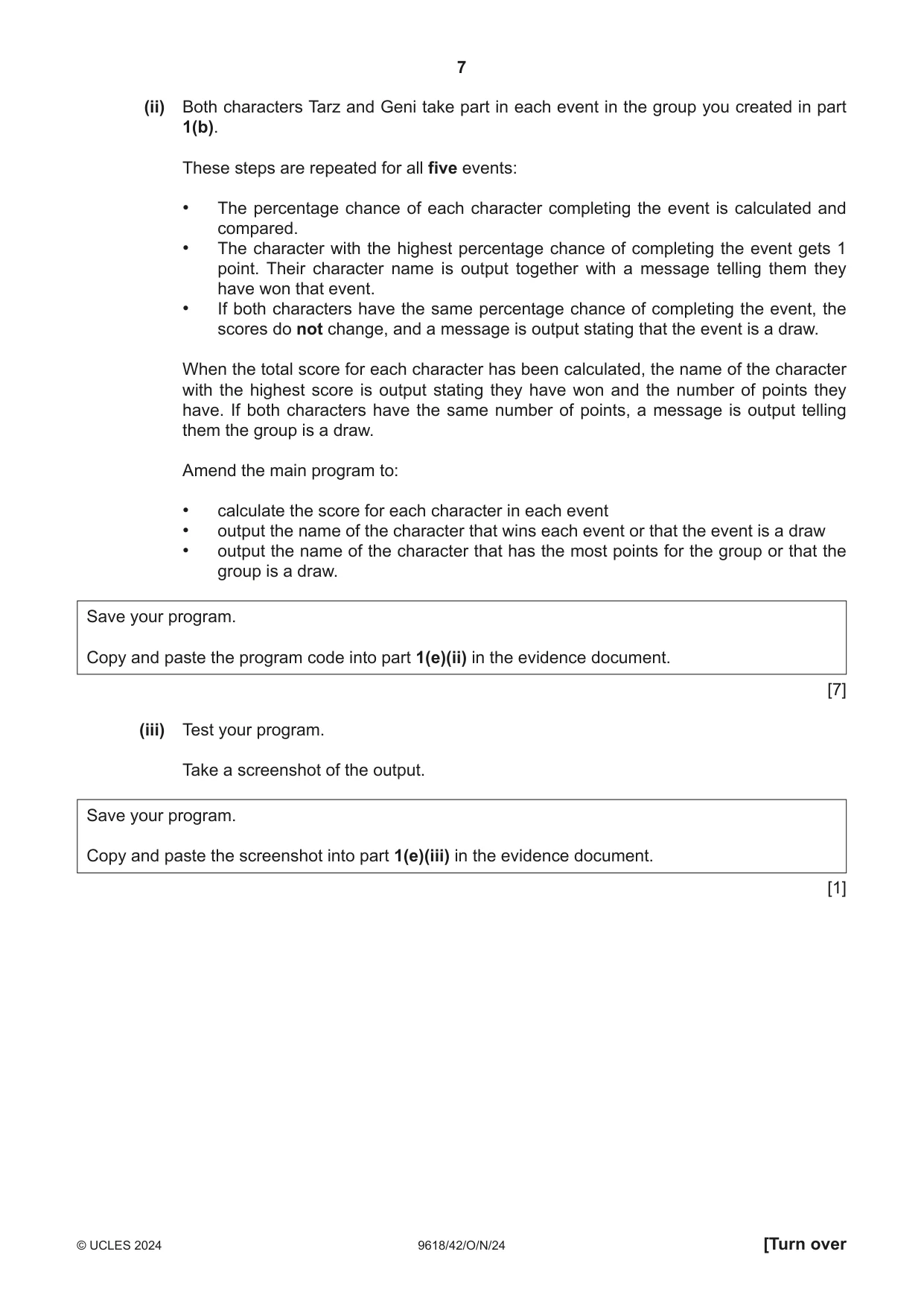 Cambridge A Level Computer Science 9618 2024 Oct/Nov Paper 4 · Variant 2 question paper, page 7 of 16