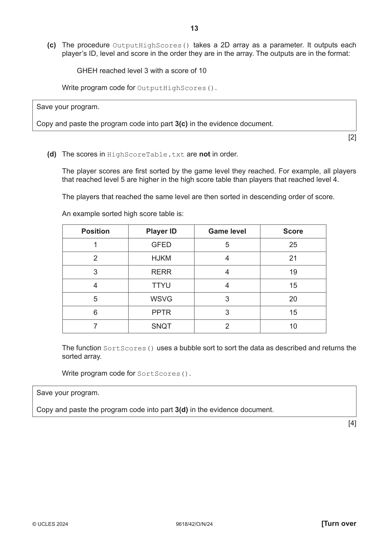 Cambridge A Level Computer Science 9618 2024 Oct/Nov Paper 4 · Variant 2 question paper, page 13 of 16