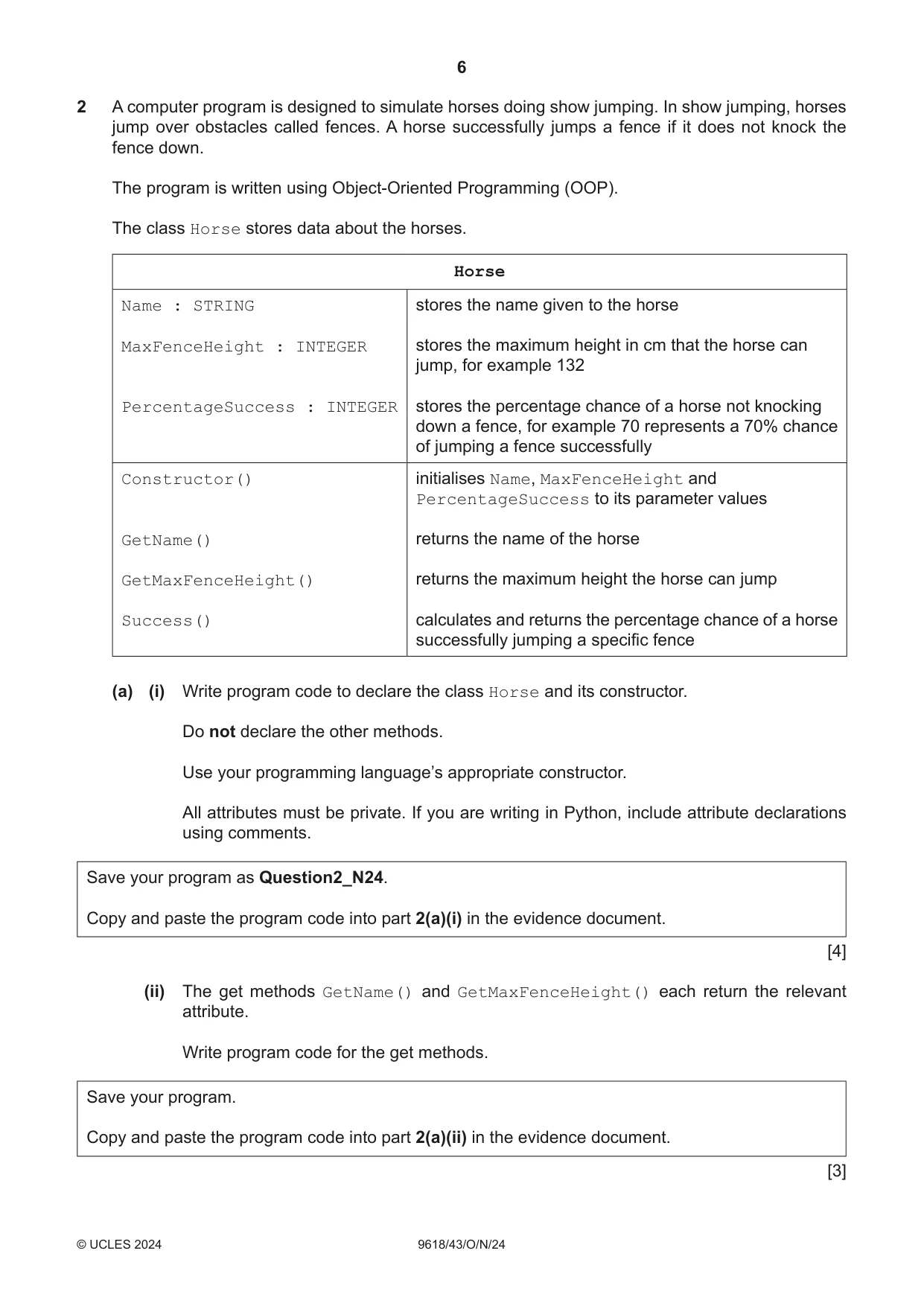 Cambridge A Level Computer Science 9618 2024 Oct/Nov Paper 4 · Variant 3 question paper, page 6 of 16