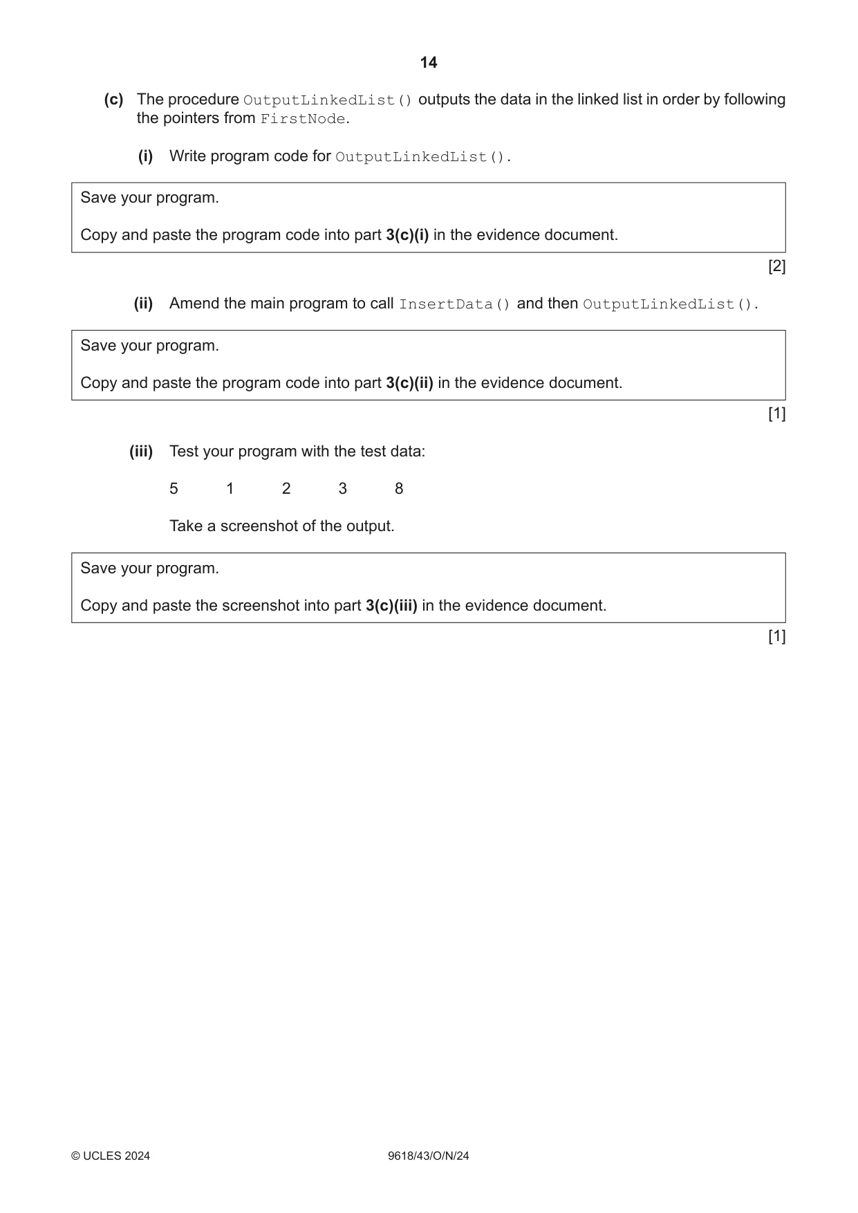 Cambridge A Level Computer Science 9618 2024 Oct/Nov Paper 4 · Variant 3 question paper, page 14 of 16