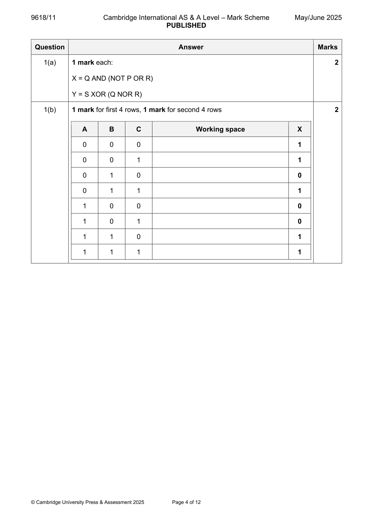 Mark scheme, page 4 of 12