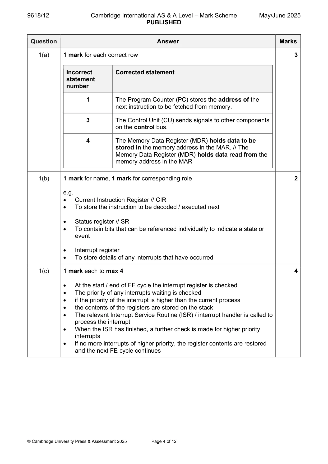 Mark scheme, page 4 of 12