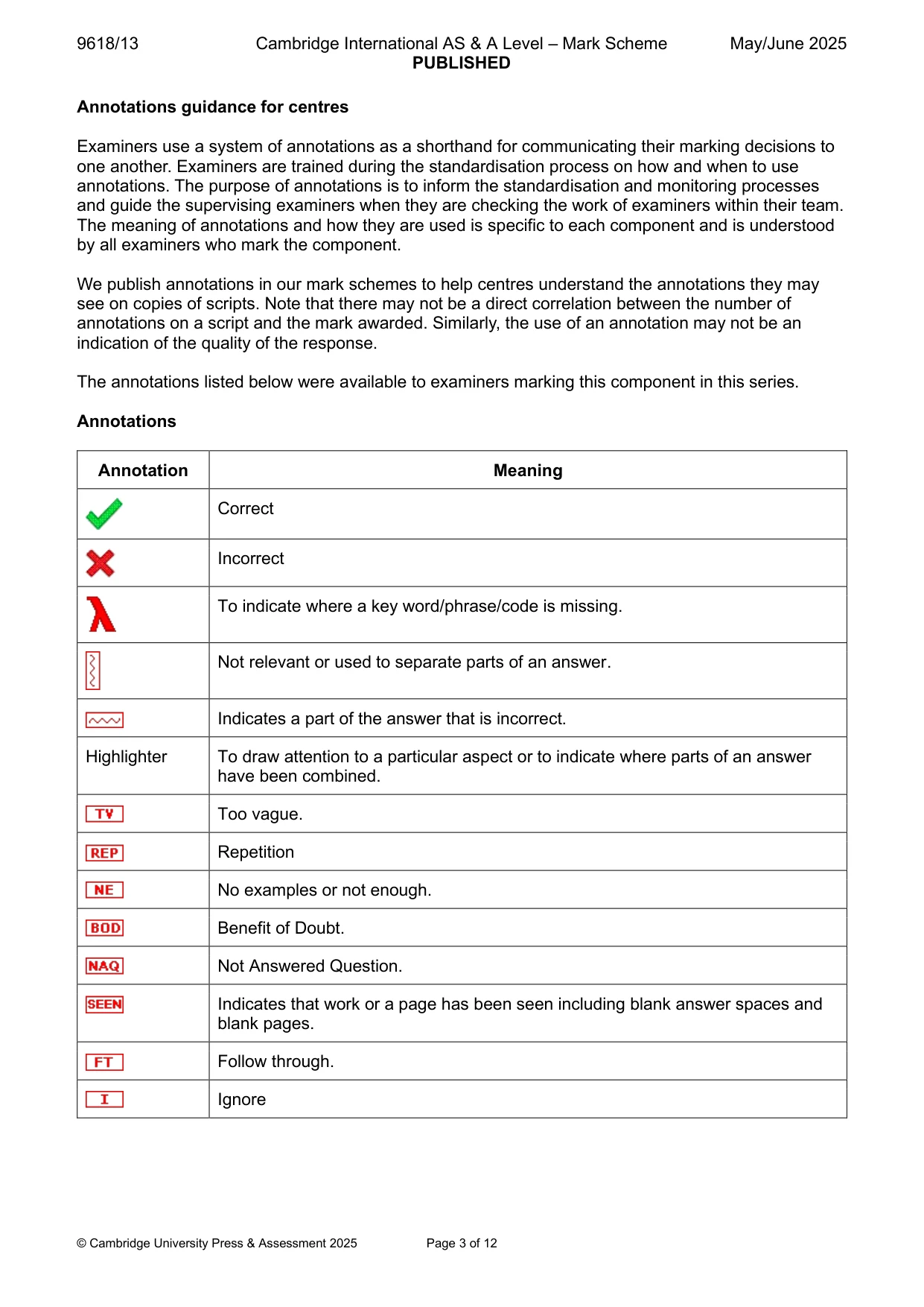 Mark scheme, page 3 of 12