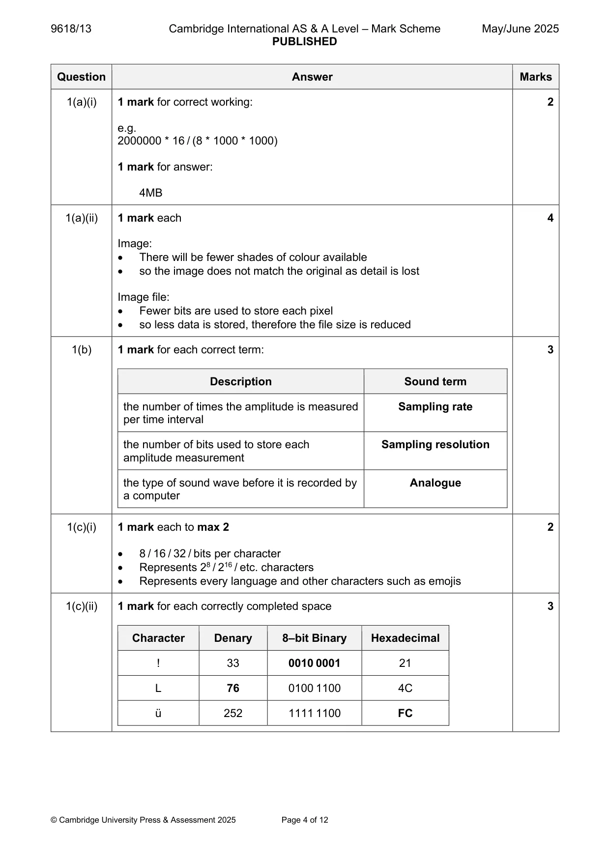 Mark scheme, page 4 of 12
