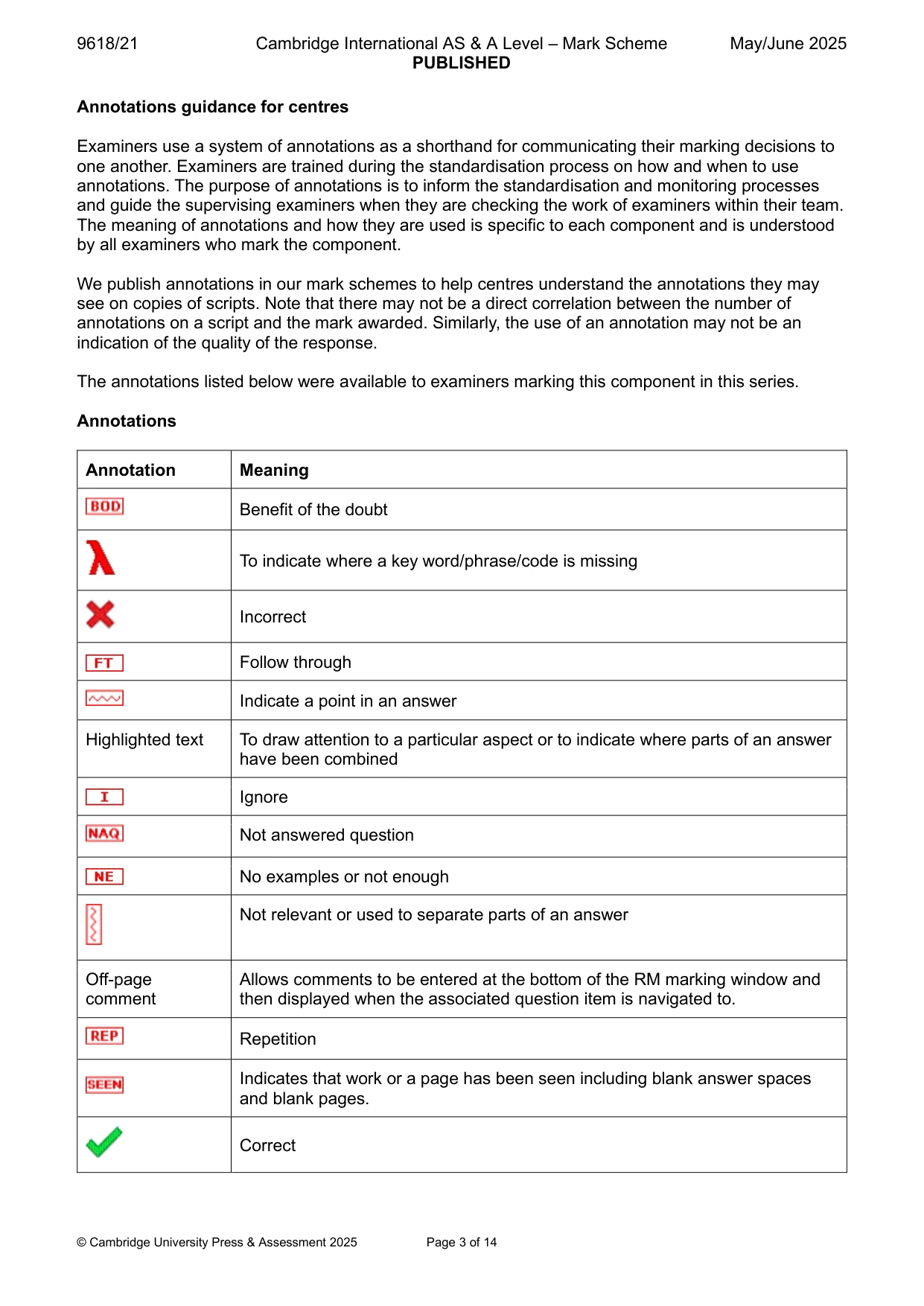 Mark scheme, page 3 of 14