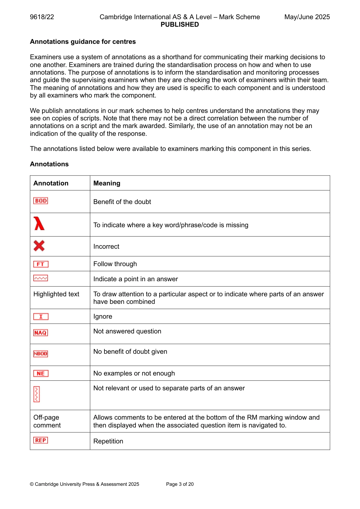Mark scheme, page 3 of 20