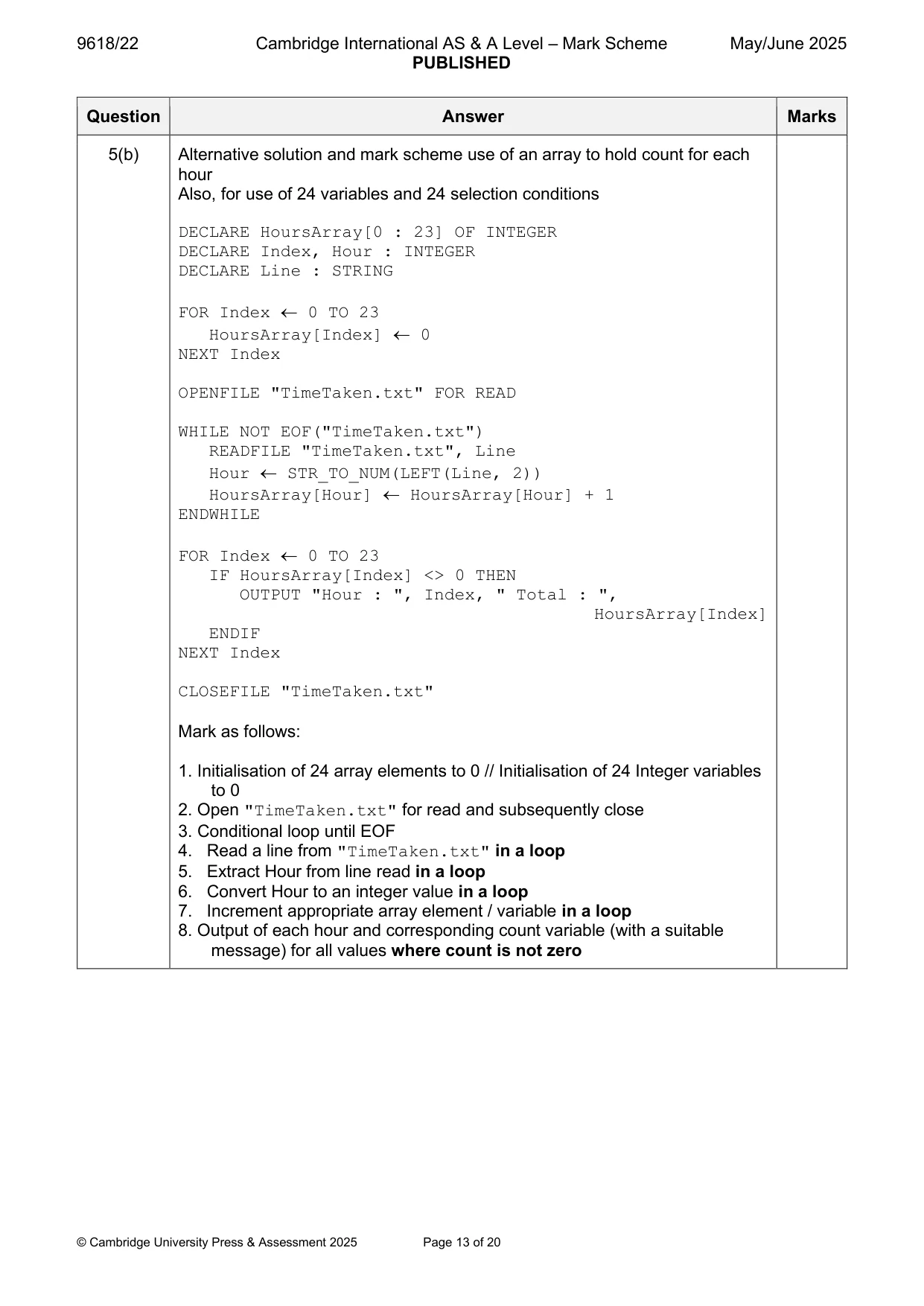 Mark scheme, page 13 of 20