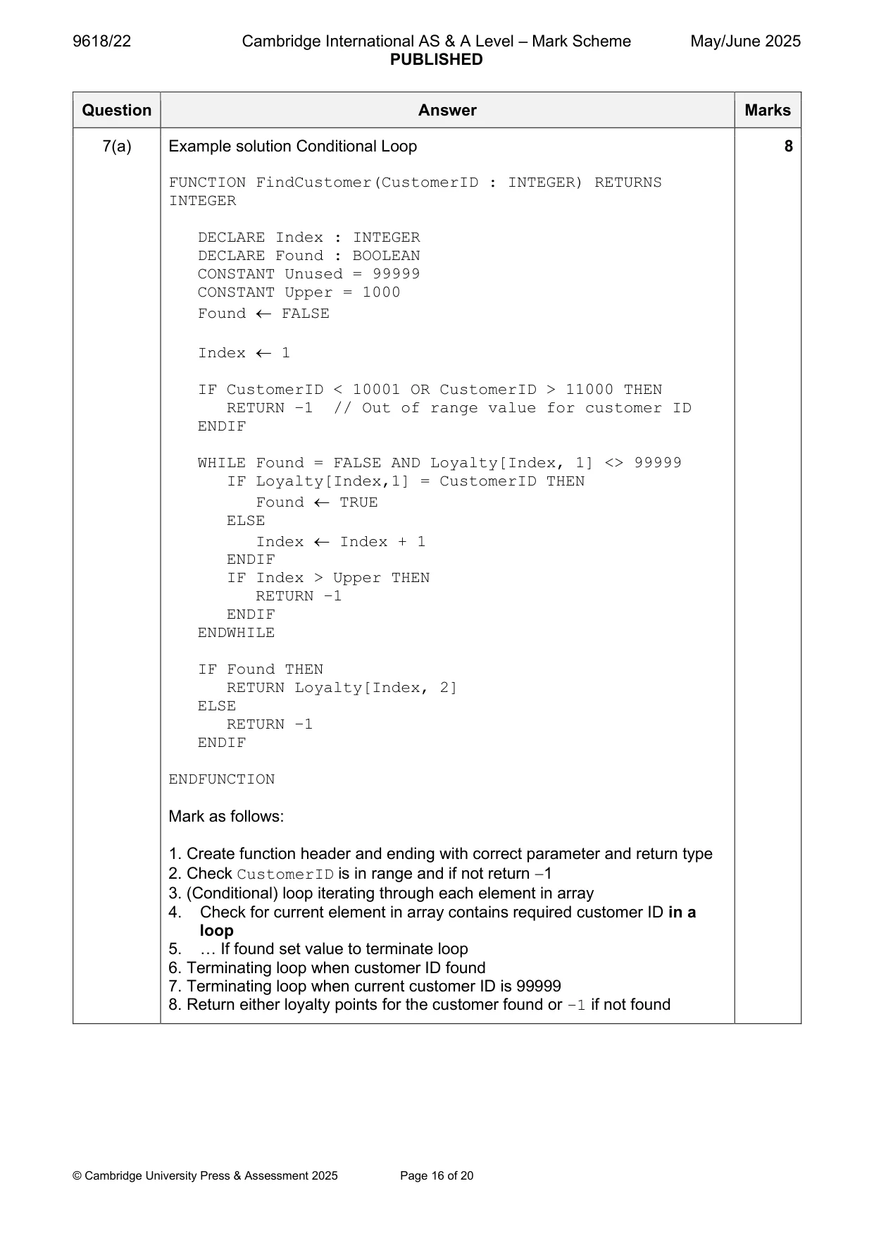 Mark scheme, page 16 of 20