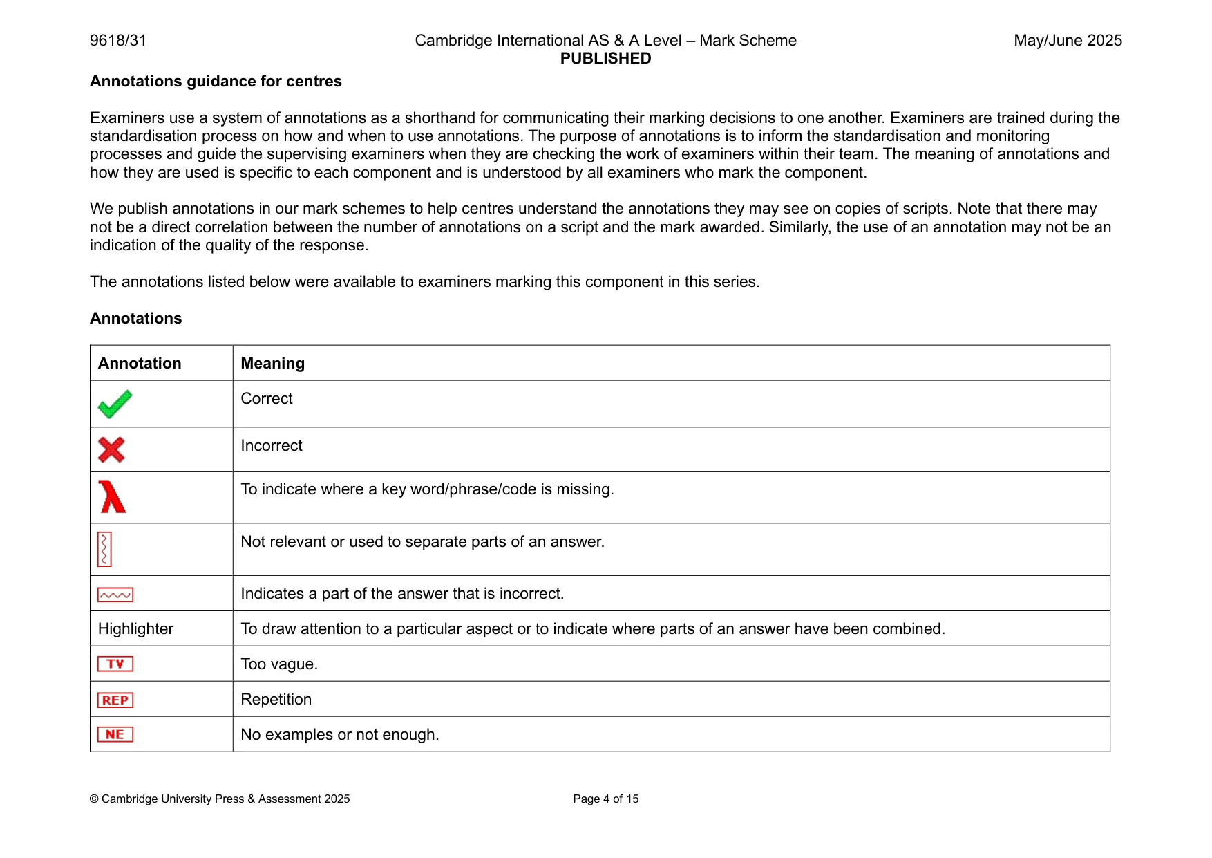 Mark scheme, page 4 of 15