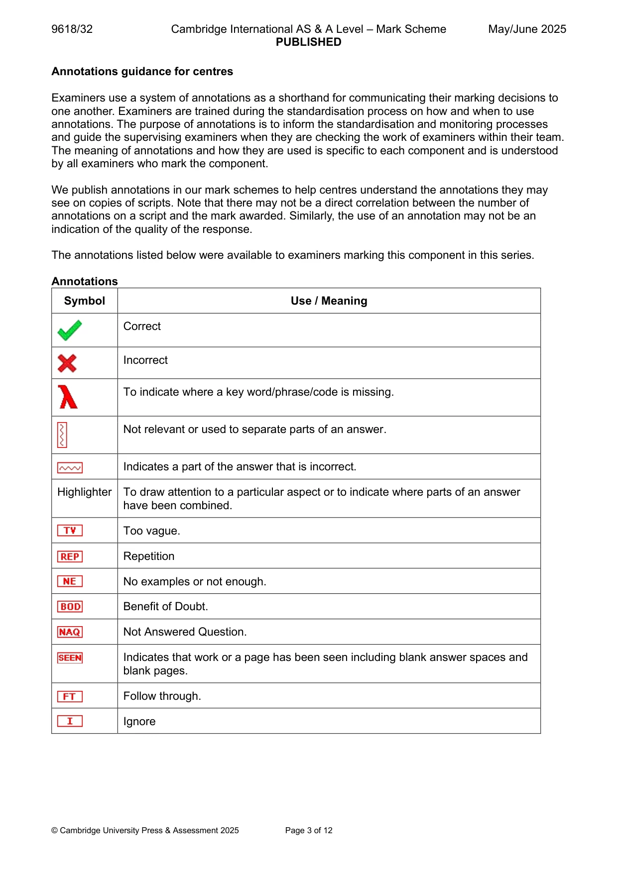 Mark scheme, page 3 of 12