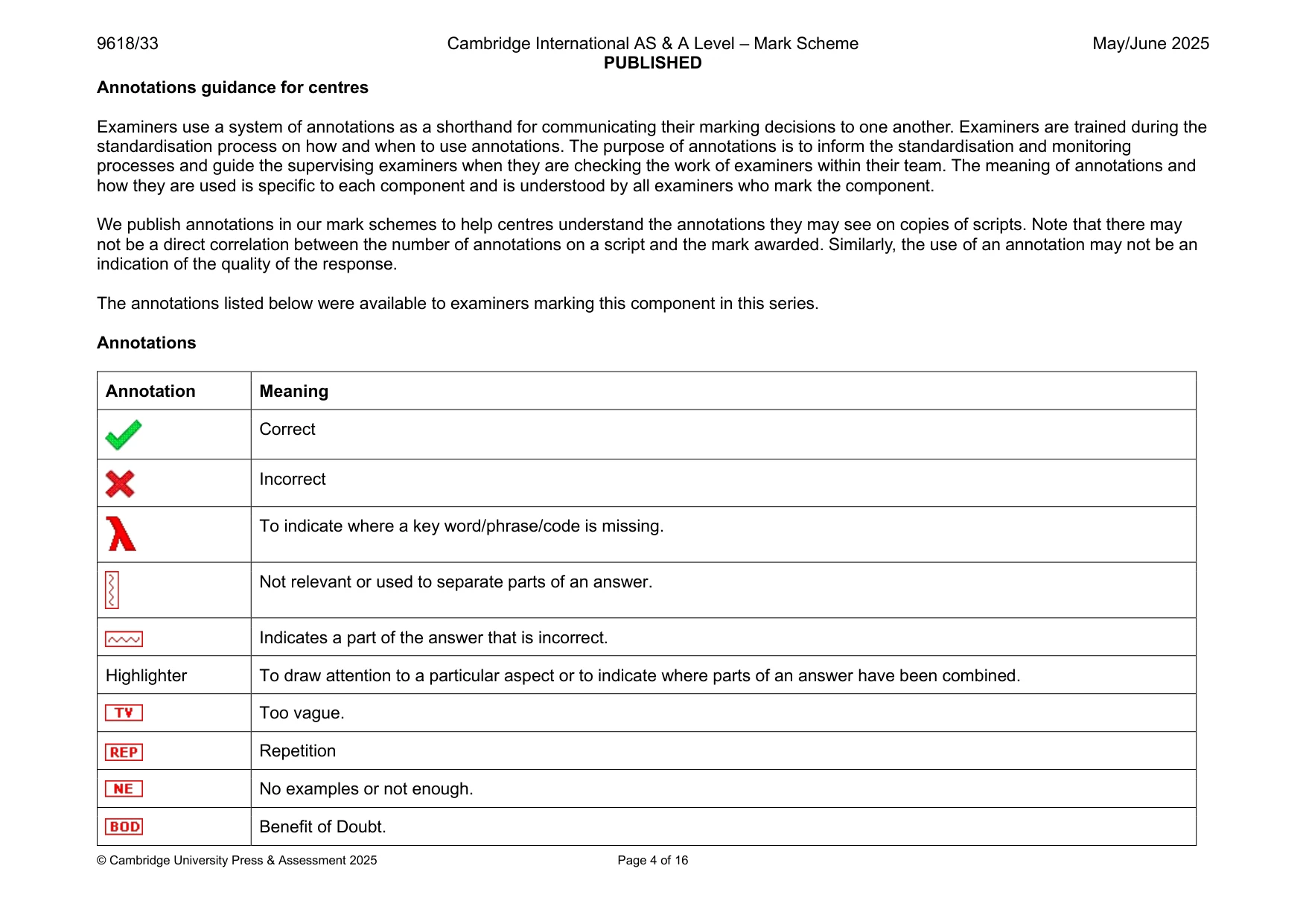 Mark scheme, page 4 of 16