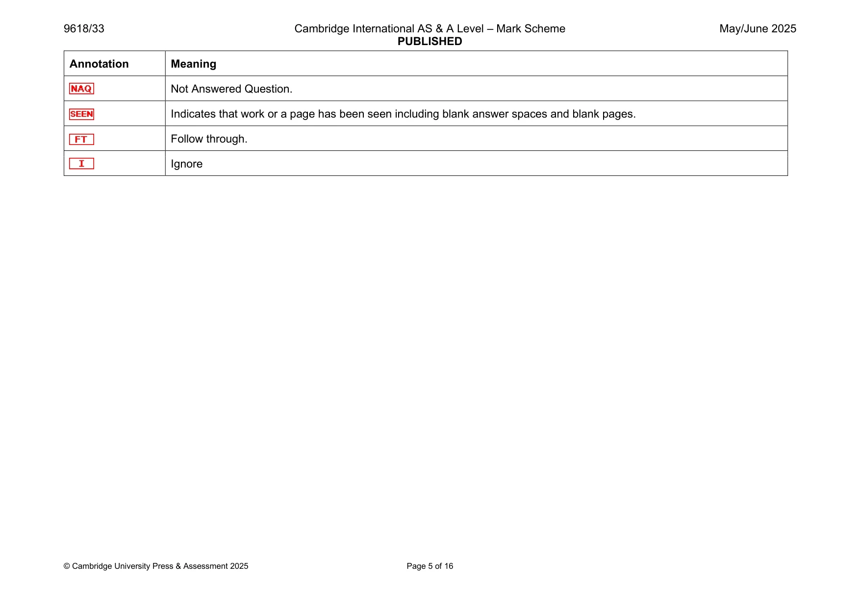 Mark scheme, page 5 of 16