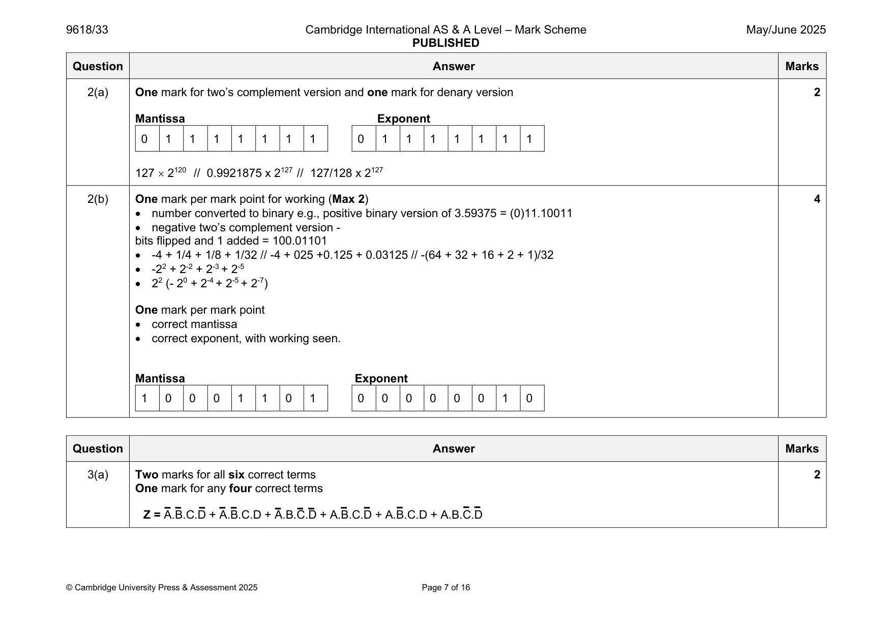 Mark scheme, page 7 of 16