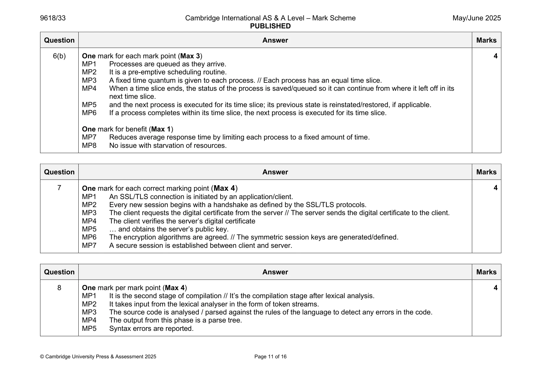 Mark scheme, page 11 of 16