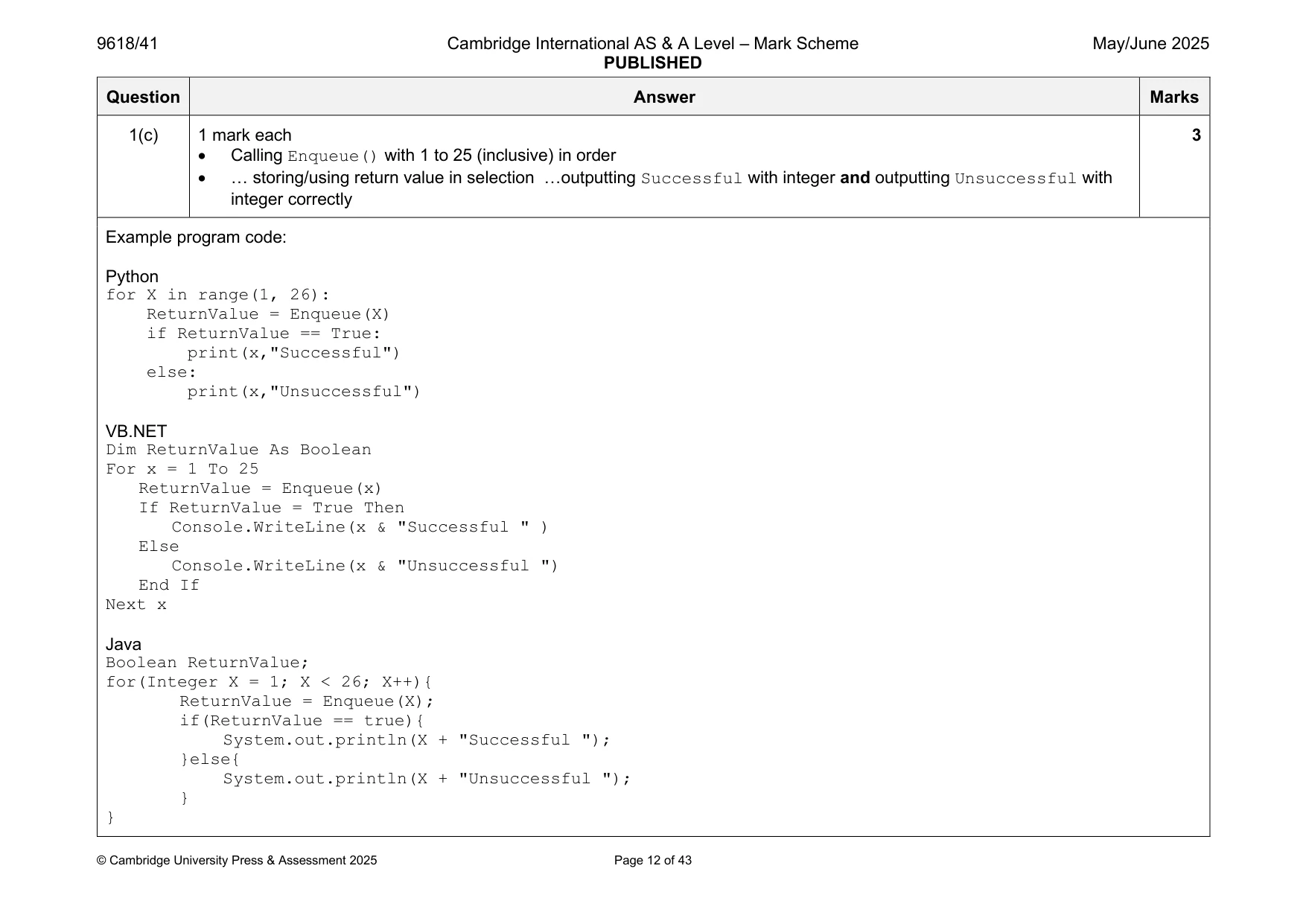 Mark scheme, page 12 of 43