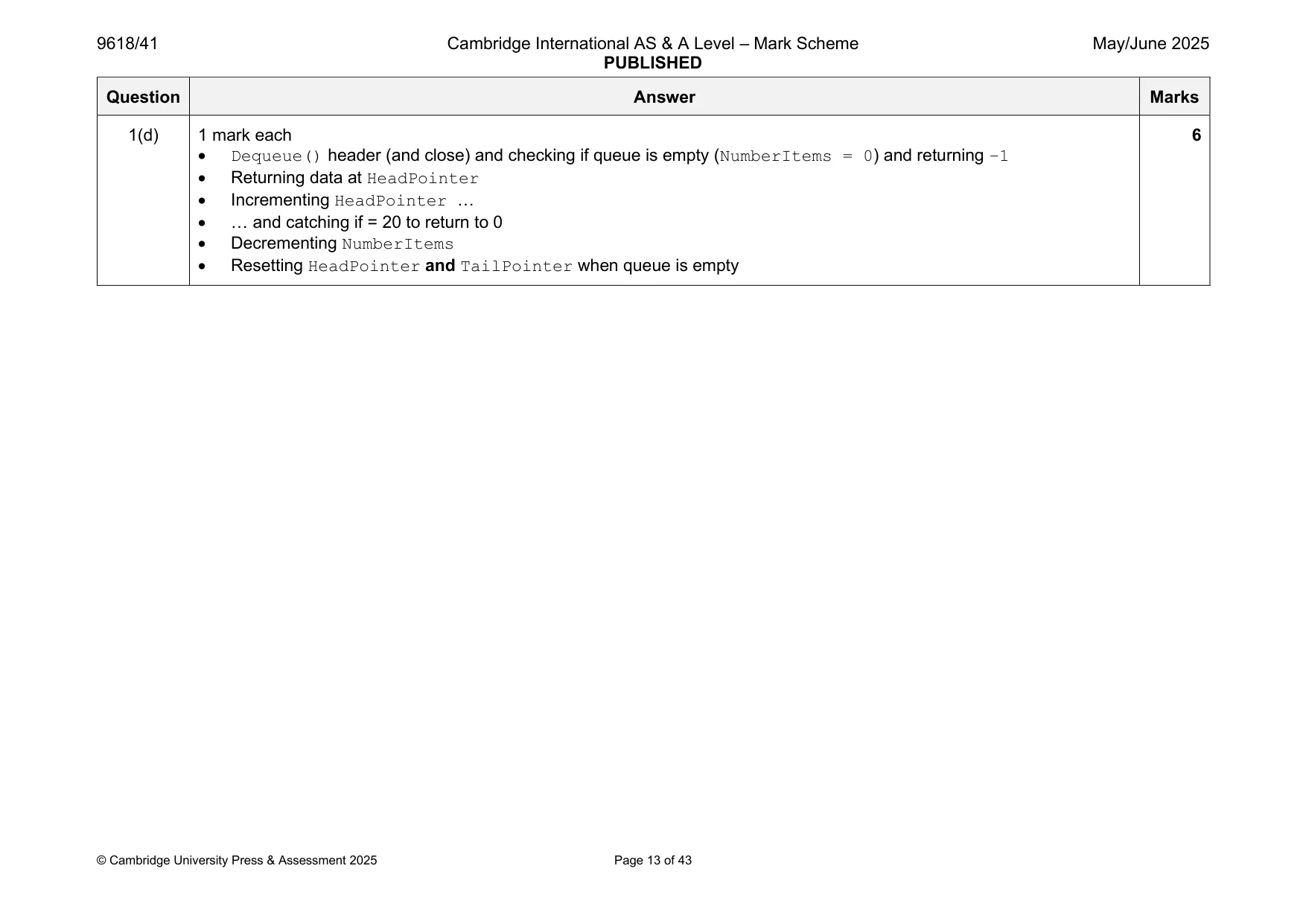 Mark scheme, page 13 of 43
