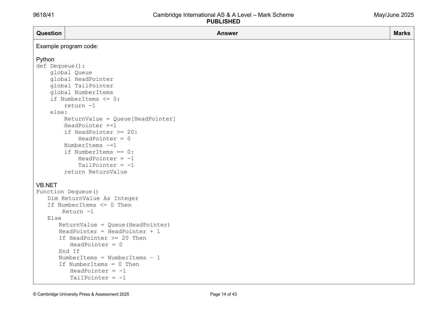 Mark scheme, page 14 of 43