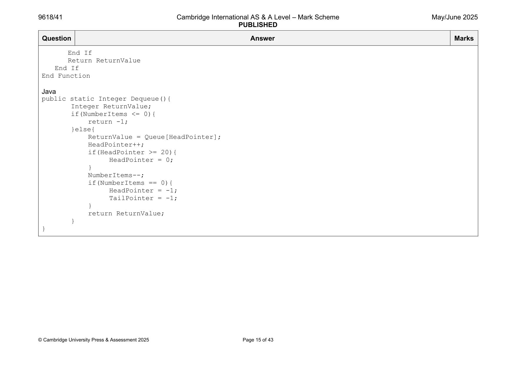 Mark scheme, page 15 of 43