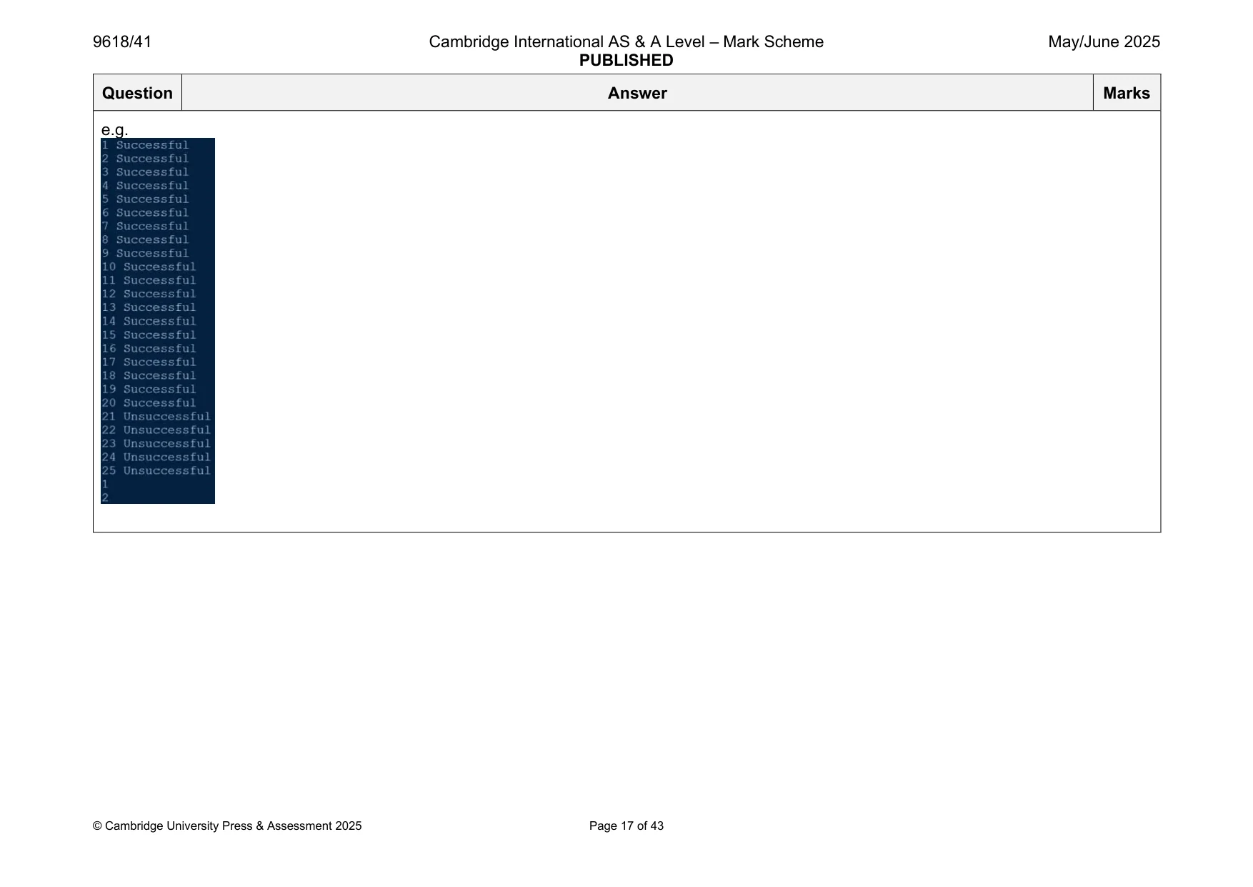 Mark scheme, page 17 of 43