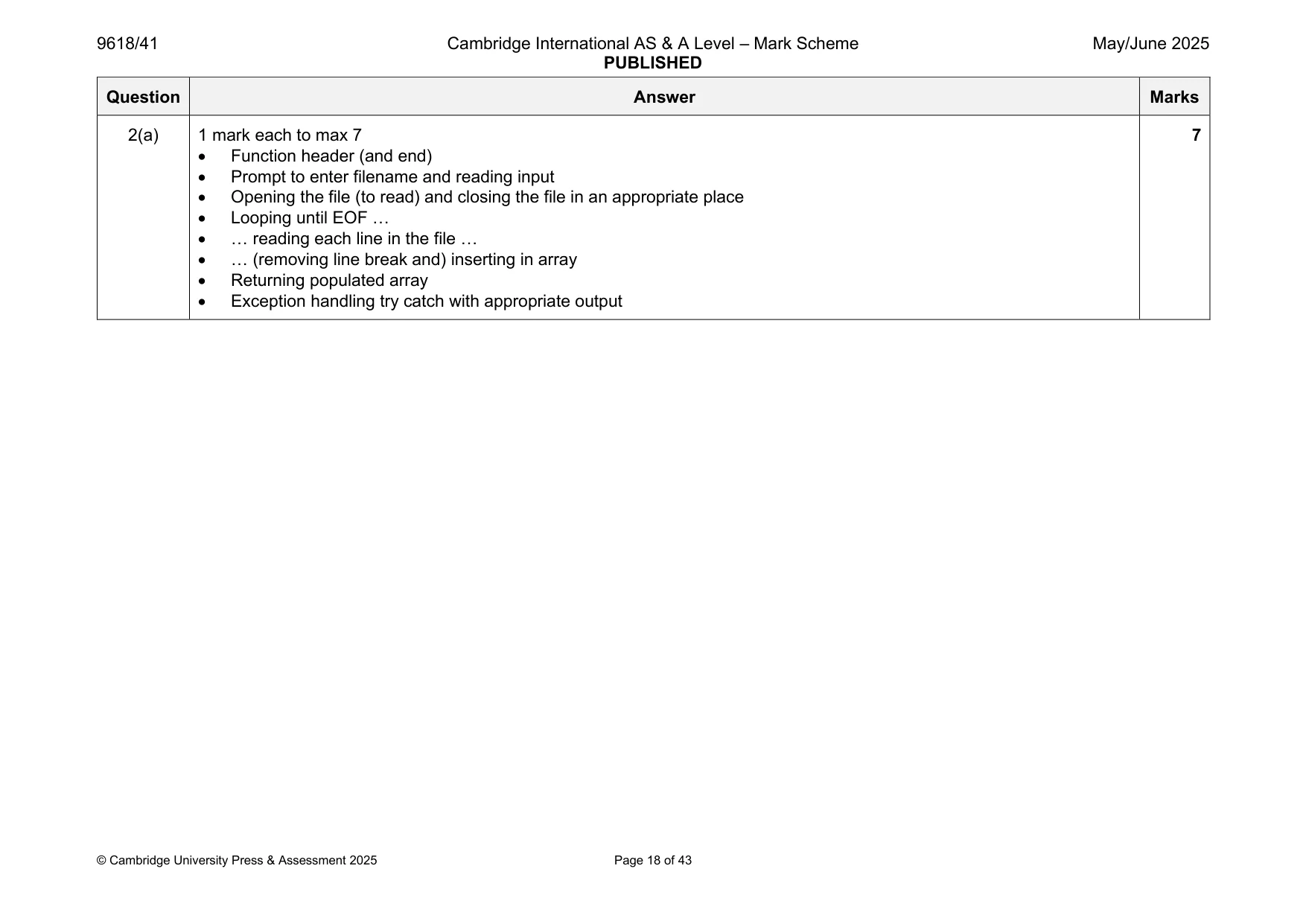Mark scheme, page 18 of 43