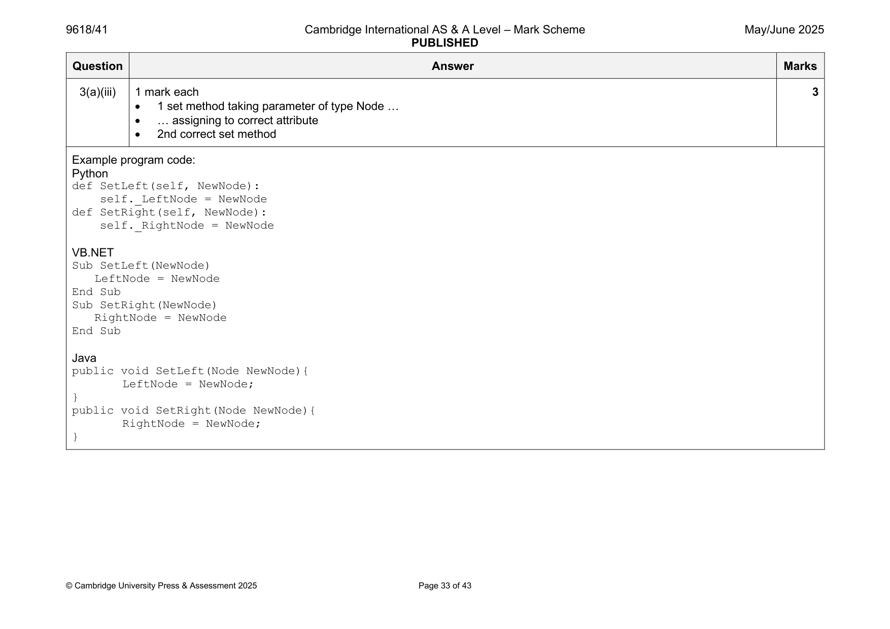 Mark scheme, page 33 of 43