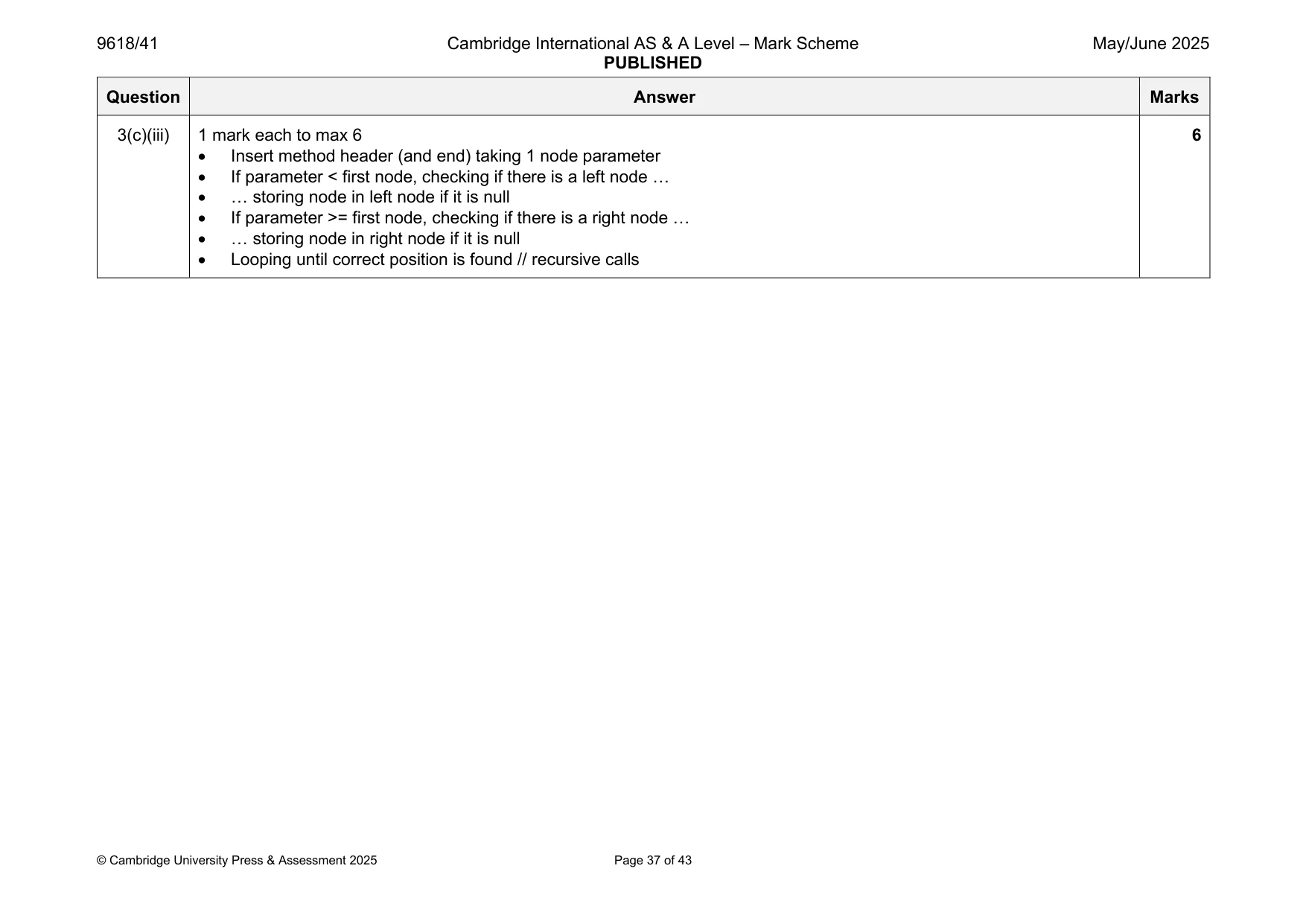 Mark scheme, page 37 of 43