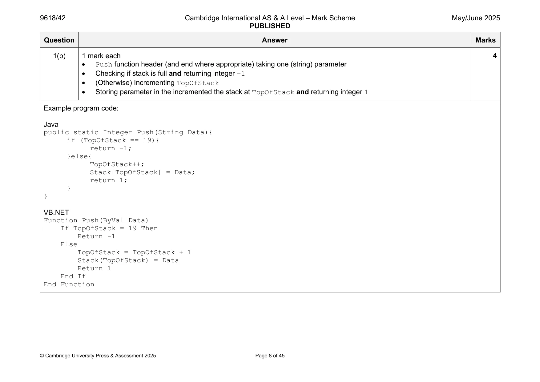 Mark scheme, page 8 of 45