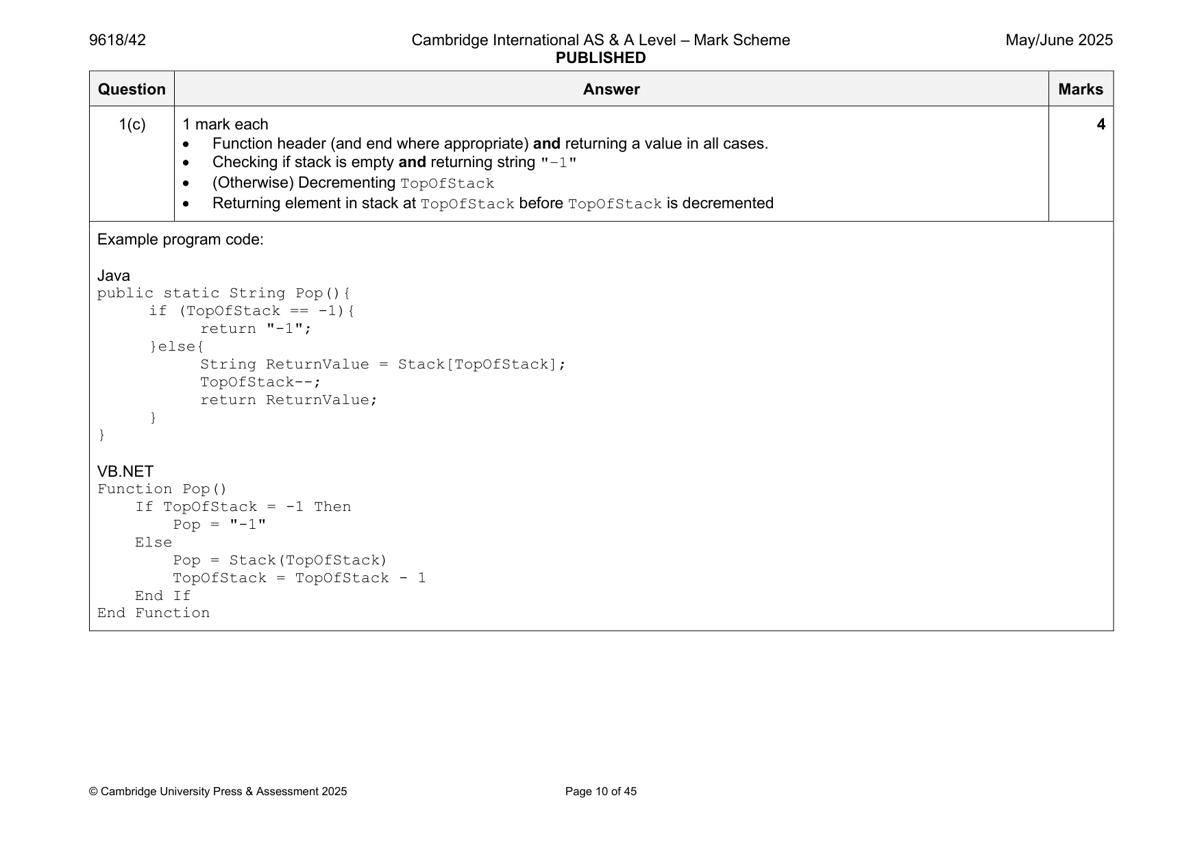 Mark scheme, page 10 of 45