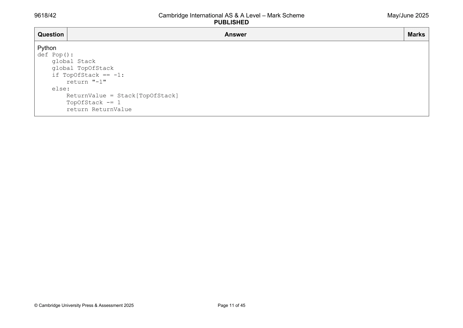Mark scheme, page 11 of 45