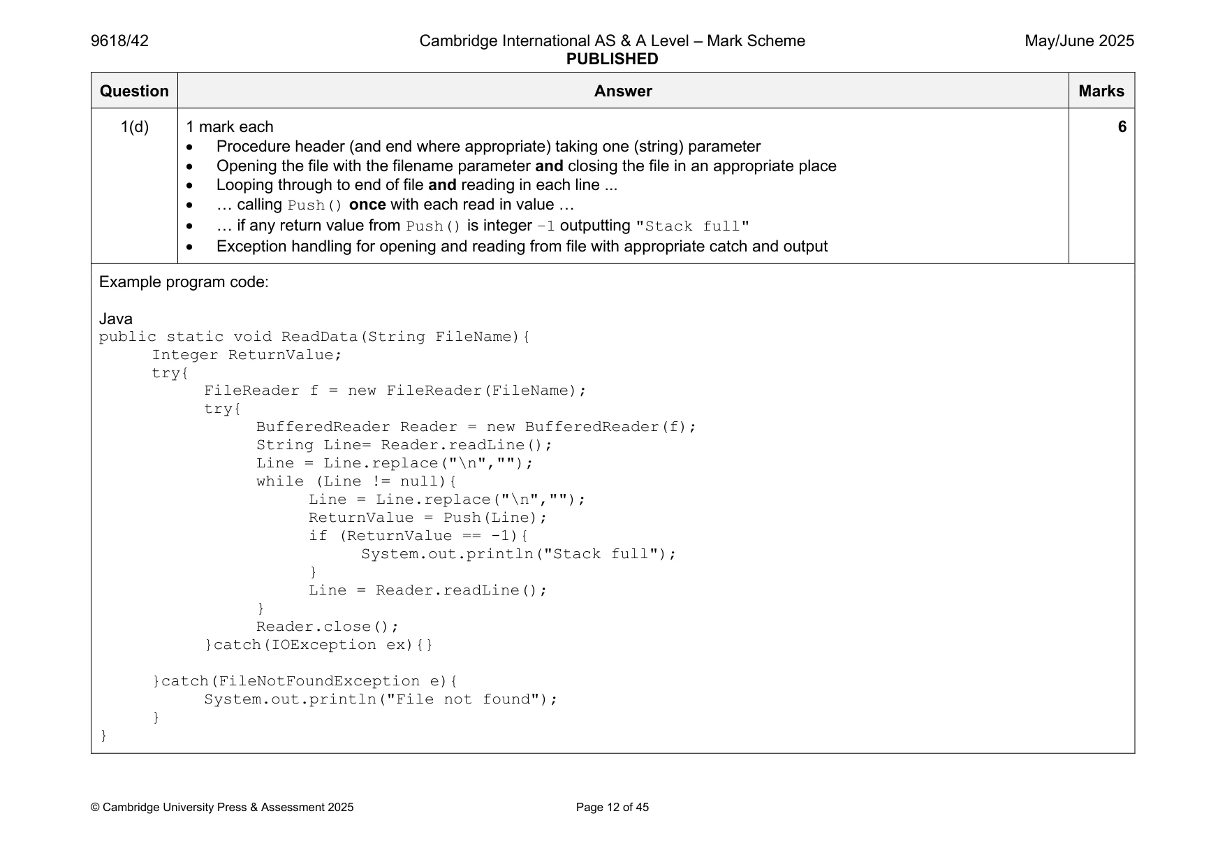 Mark scheme, page 12 of 45