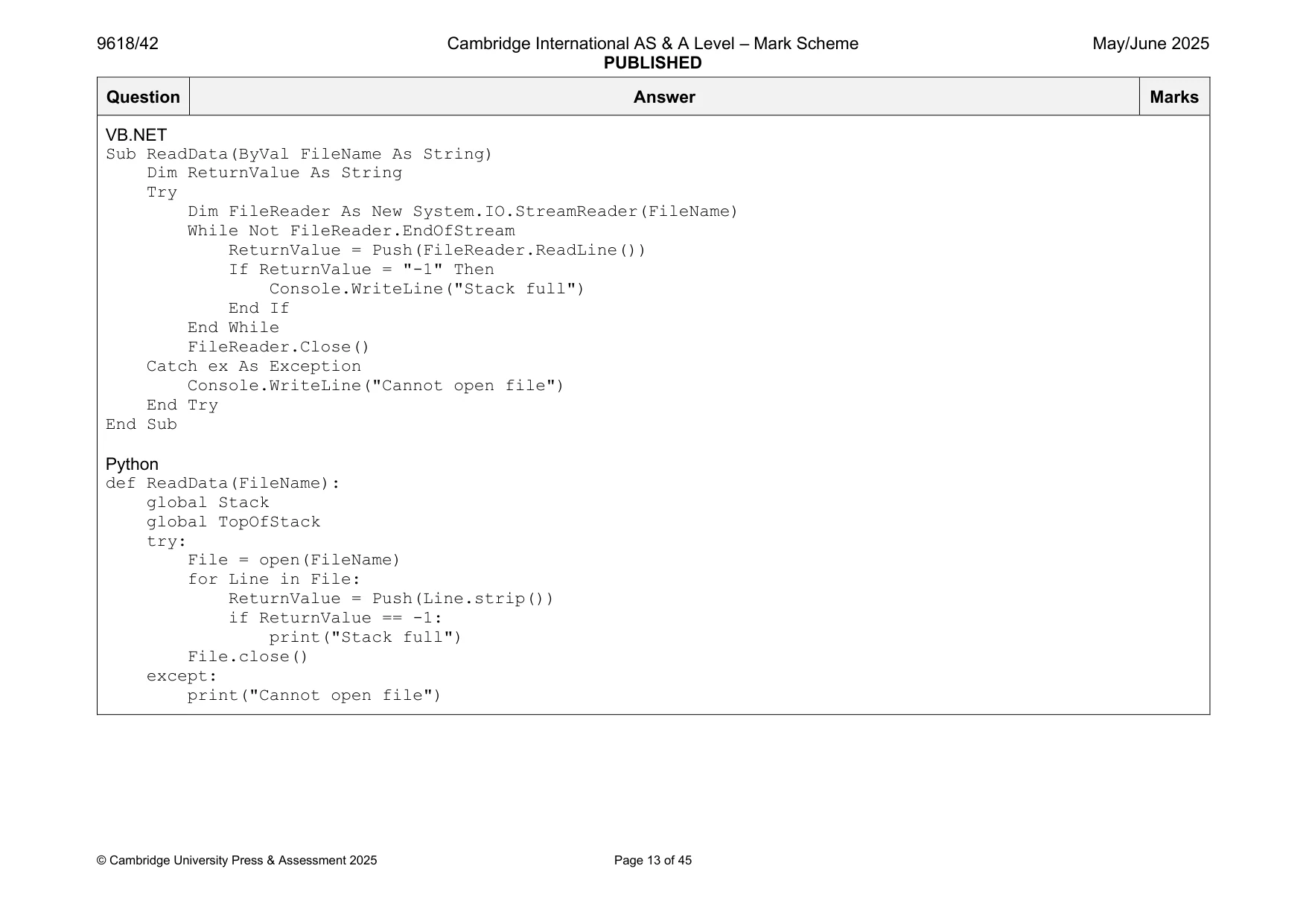 Mark scheme, page 13 of 45