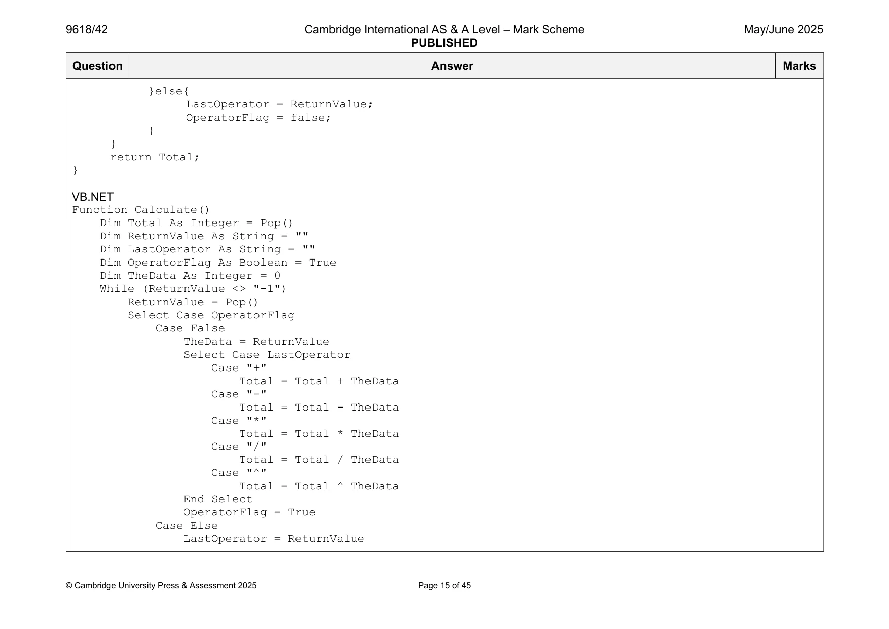 Mark scheme, page 15 of 45