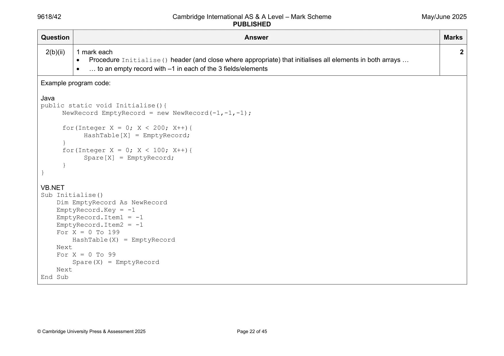 Mark scheme, page 22 of 45
