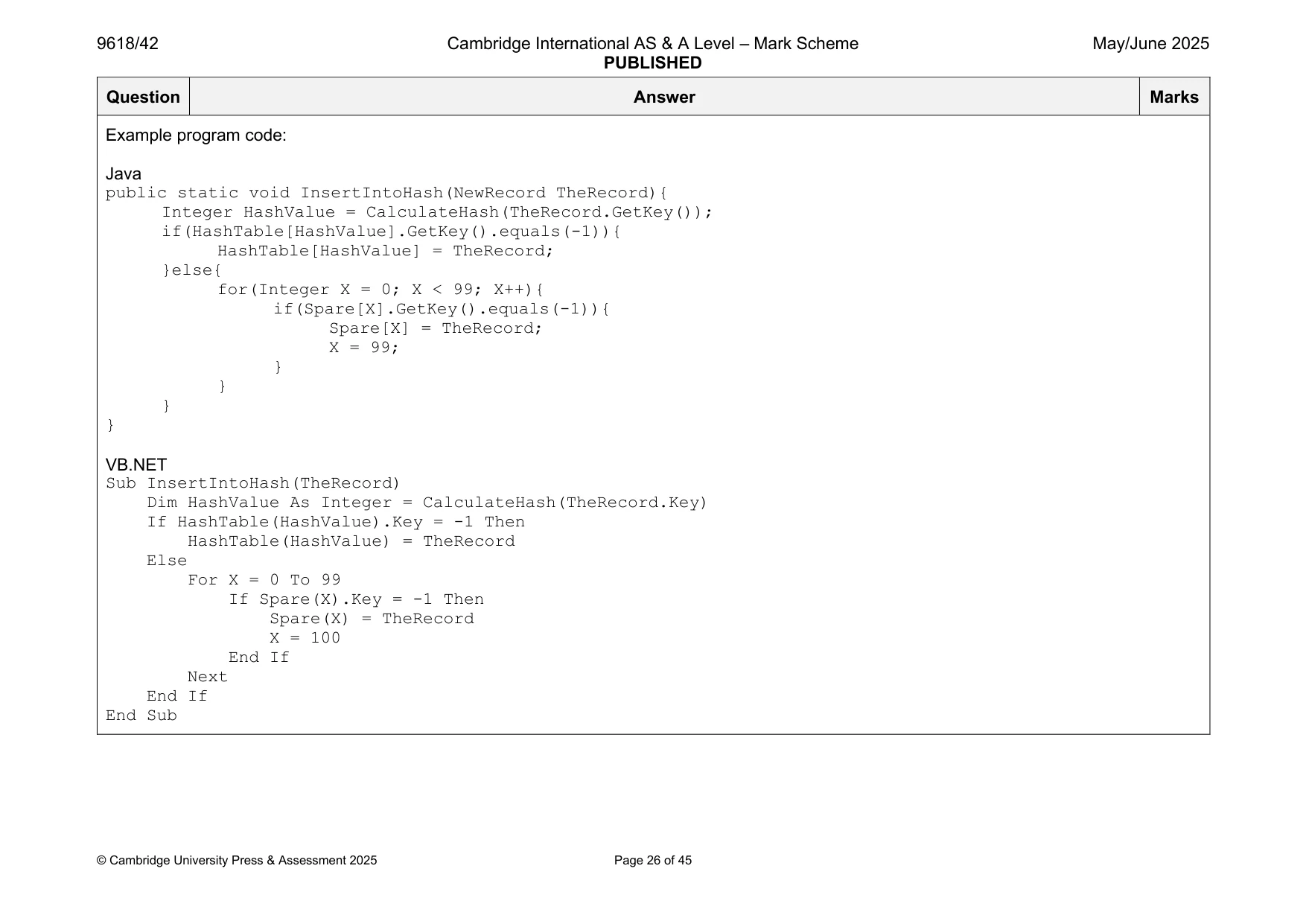 Mark scheme, page 26 of 45