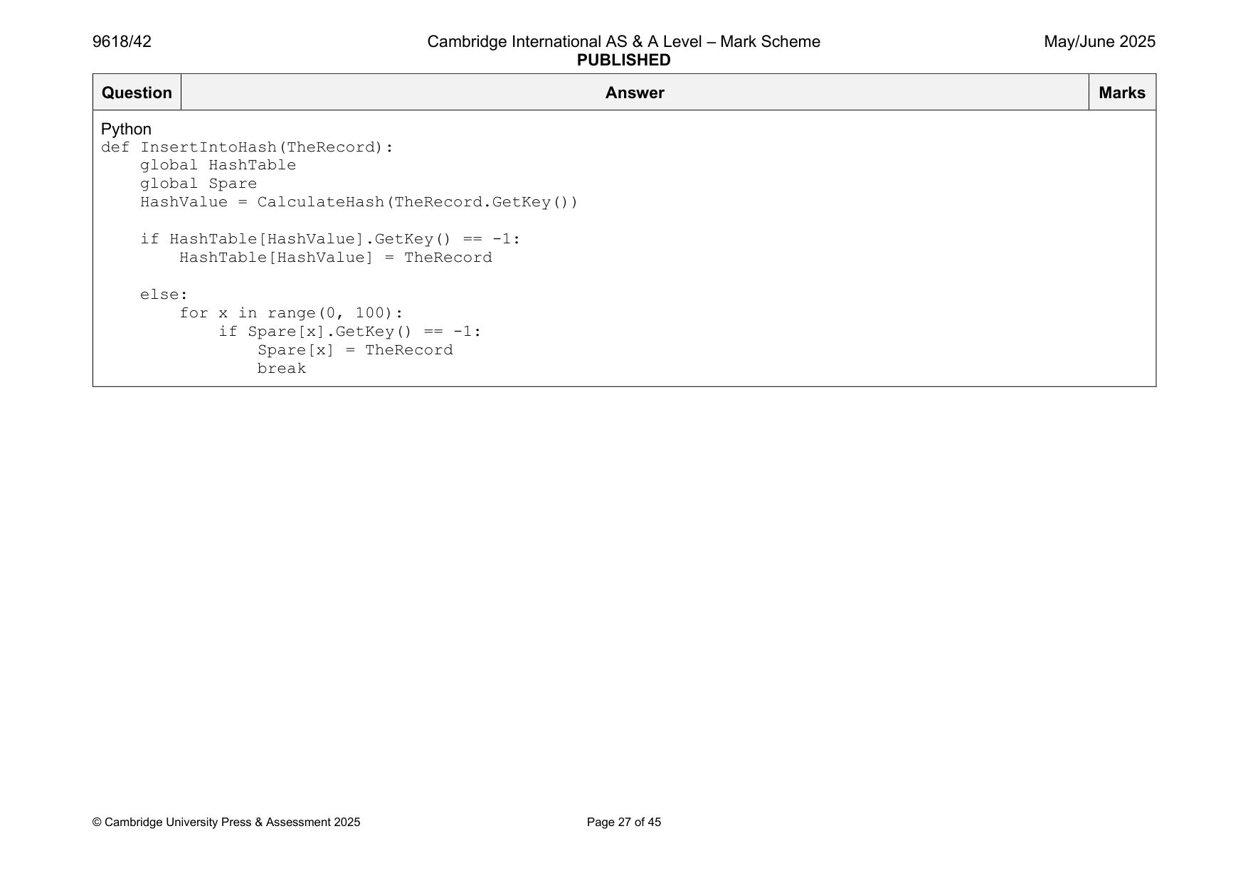 Mark scheme, page 27 of 45