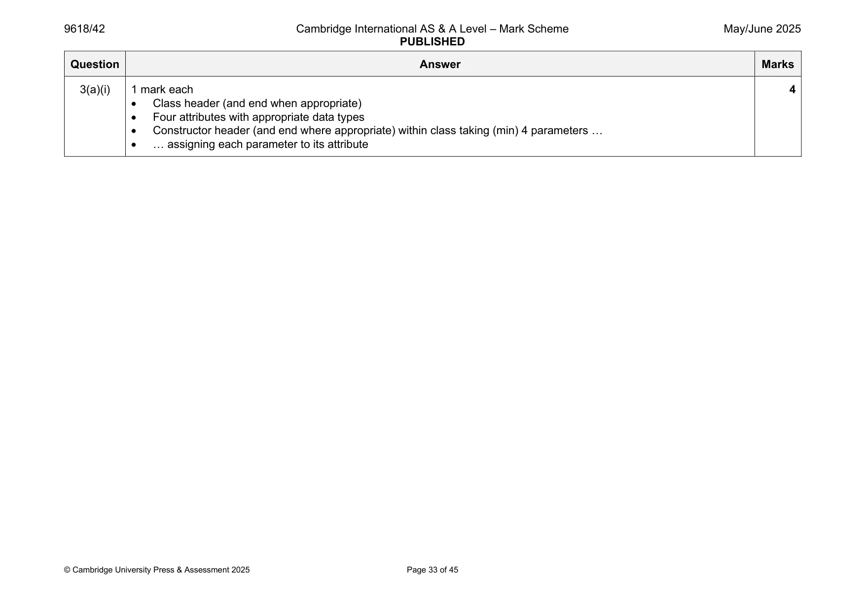 Mark scheme, page 33 of 45