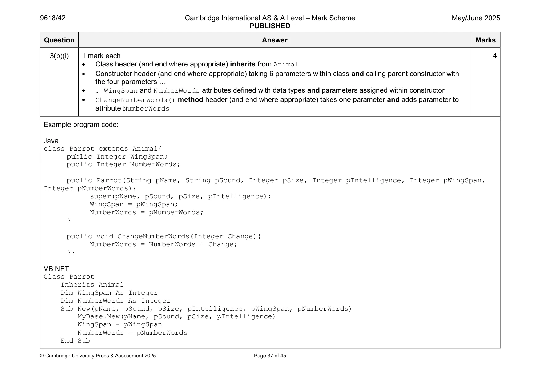 Mark scheme, page 37 of 45