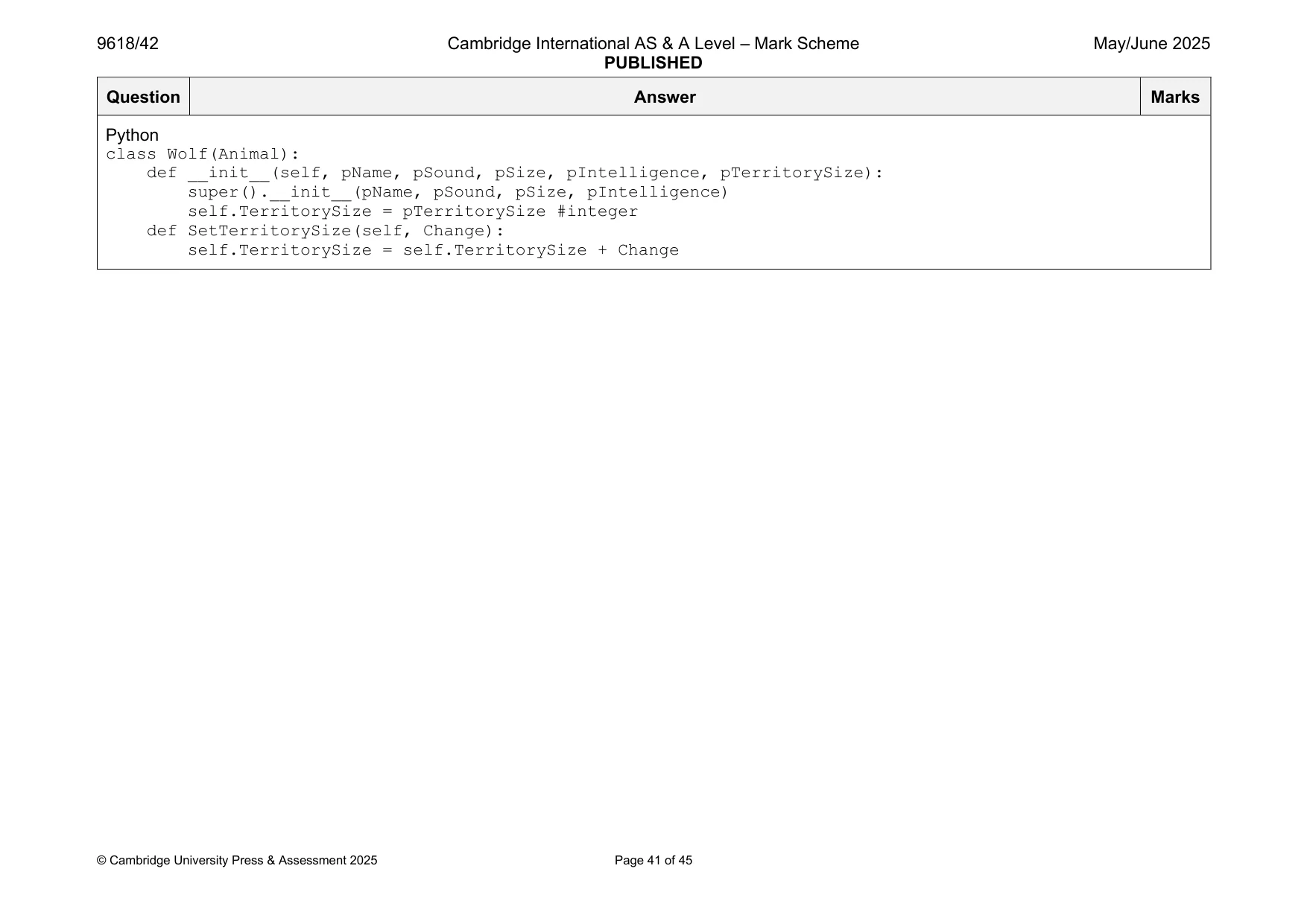Mark scheme, page 41 of 45