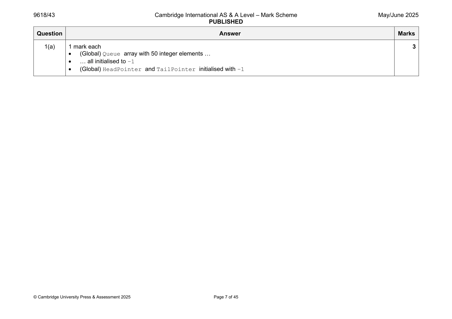 Mark scheme, page 7 of 45